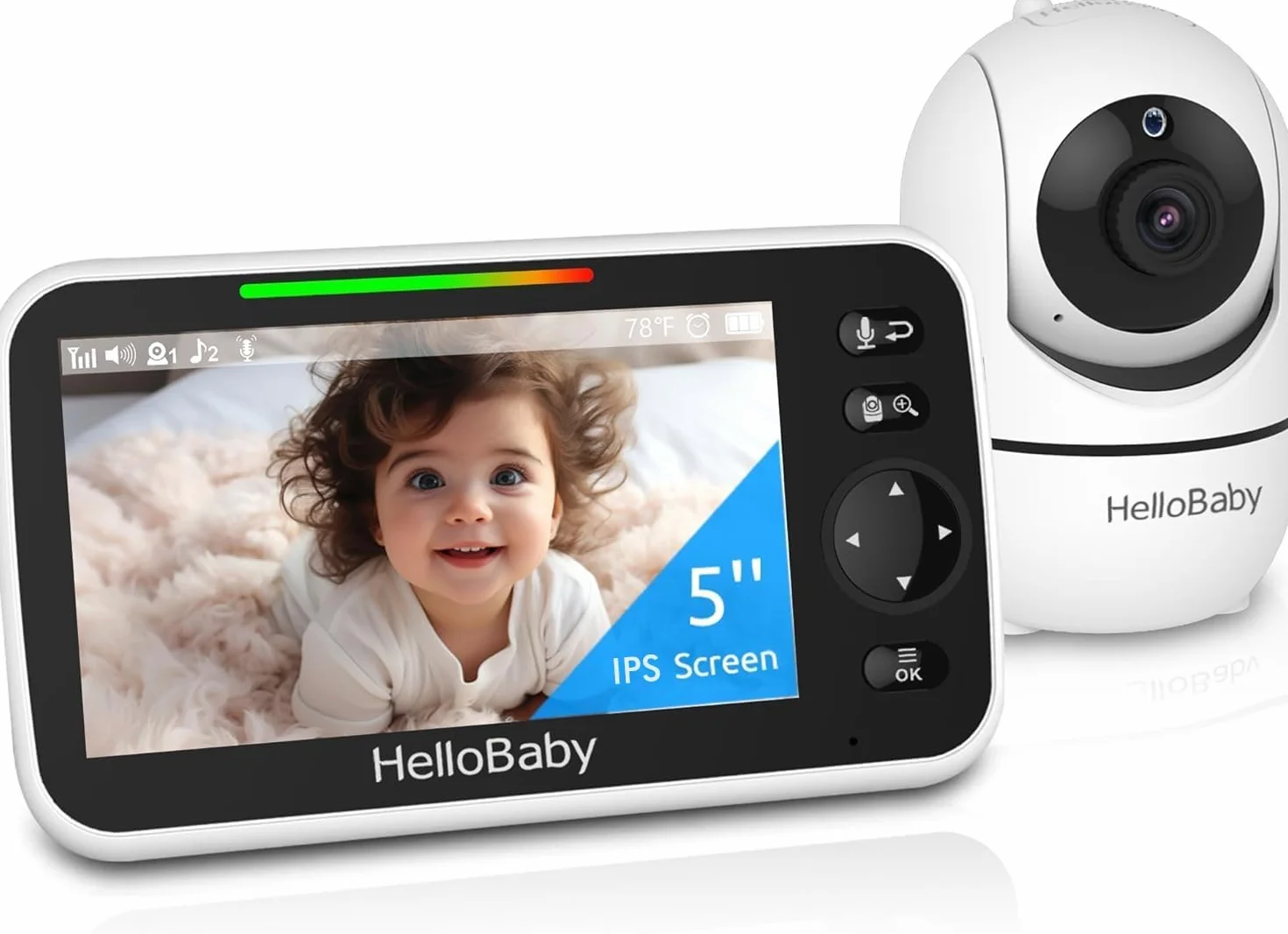 HelloBaby Elektroniczna niania HB6550 z kamerą i noktowizorem, wyświetlacz 15.2 cm z 30-godzinną baterią, monitor wideo Pan-Tilt-Zoom, bez WiFi, 2-kierunkowa rozmowa, temperatura, 8 kołysanek i zasięg
