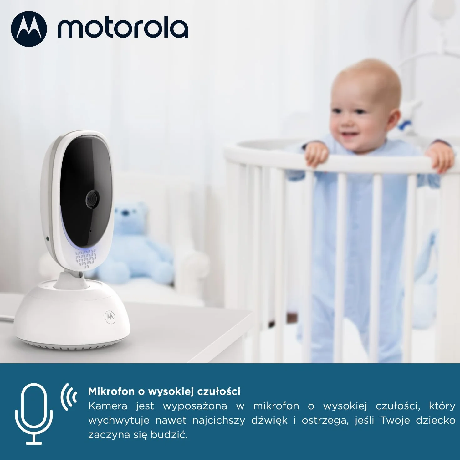 Motorola Nursery VM75 Monitor dla dziecka – 5-calowy monitor dla rodzica, noktowizor na podczerwień, zoom cyfrowy, rozmowa dwukierunkowa i kołysanki
