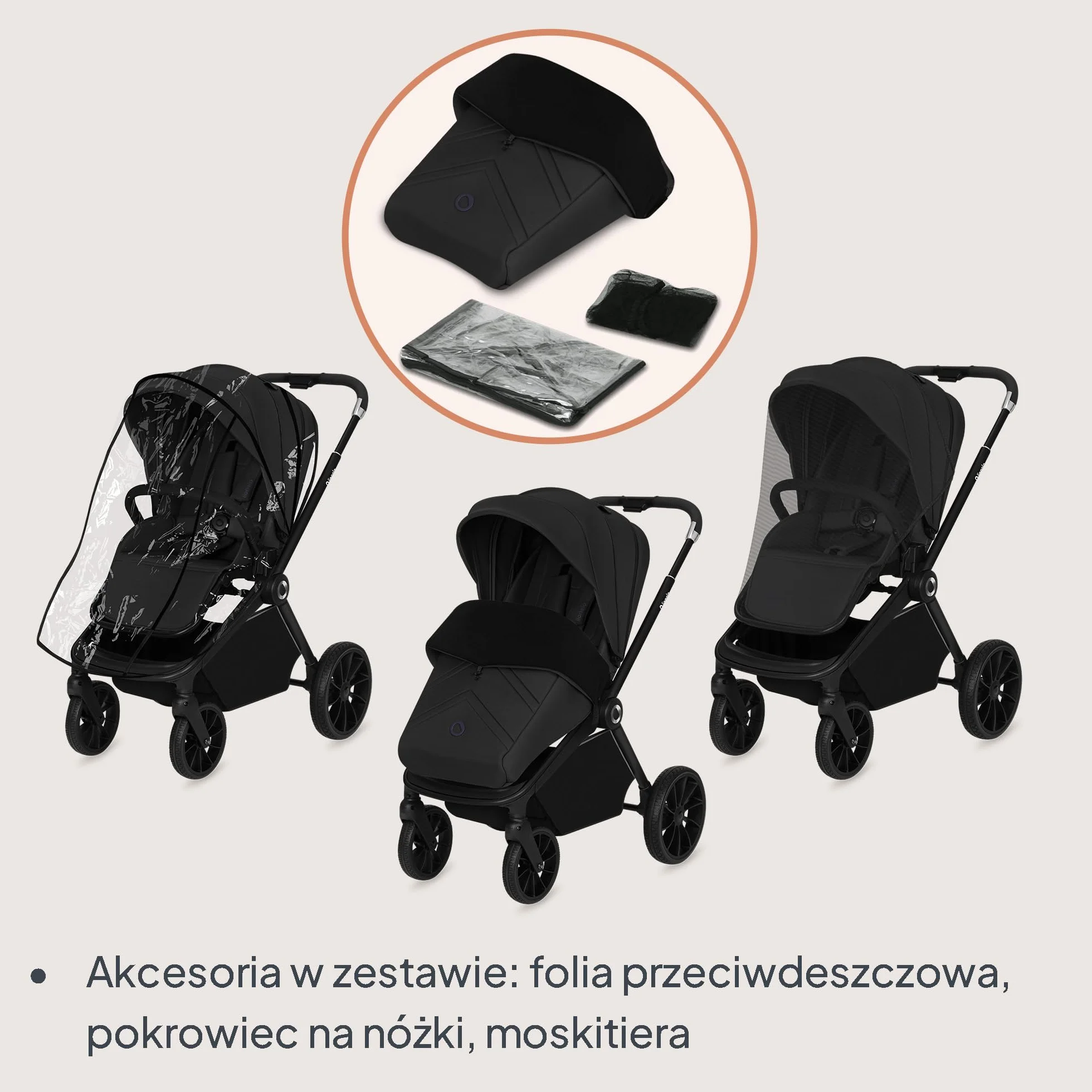 LIONELO MIKA PLUS 3 w 1 Wózek Spacerowy Dziecięcy 0-48 miesięcy do 22 kg Gondola do 9 kg Fotelik Samochodowy Nosidło do 13 kg, Regulacja Oparcia, Amortyzacja, Koła 360° Budka XXL (Czarny)