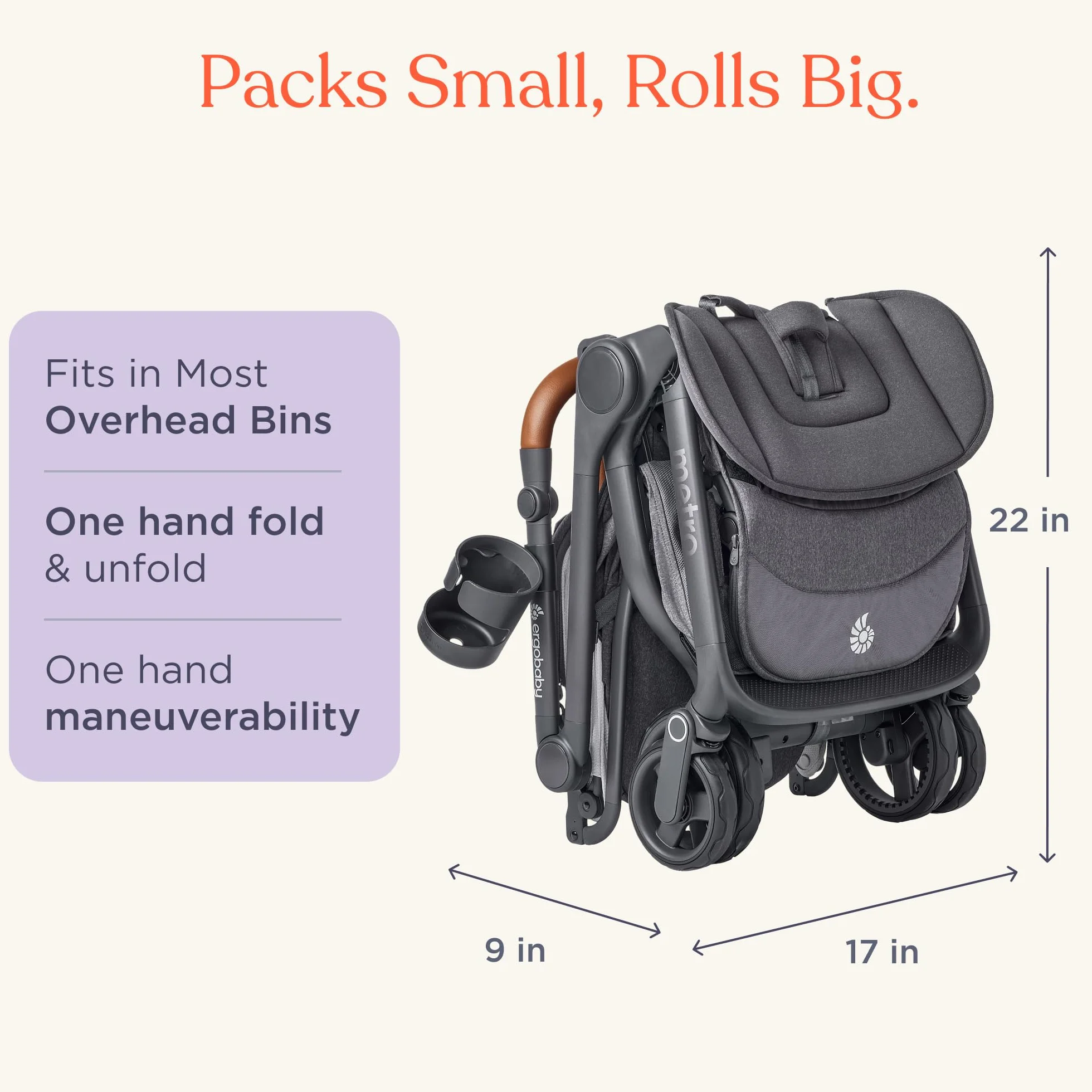 Ergobaby Metro3 Deluxe wózek dziecięcy z funkcją leżenia, wózek dziecięcy od urodzenia do 22 kg (0-4 lata), składany jedną ręką i kompatybilny z fotelem samochodowym, zielony Willow Green