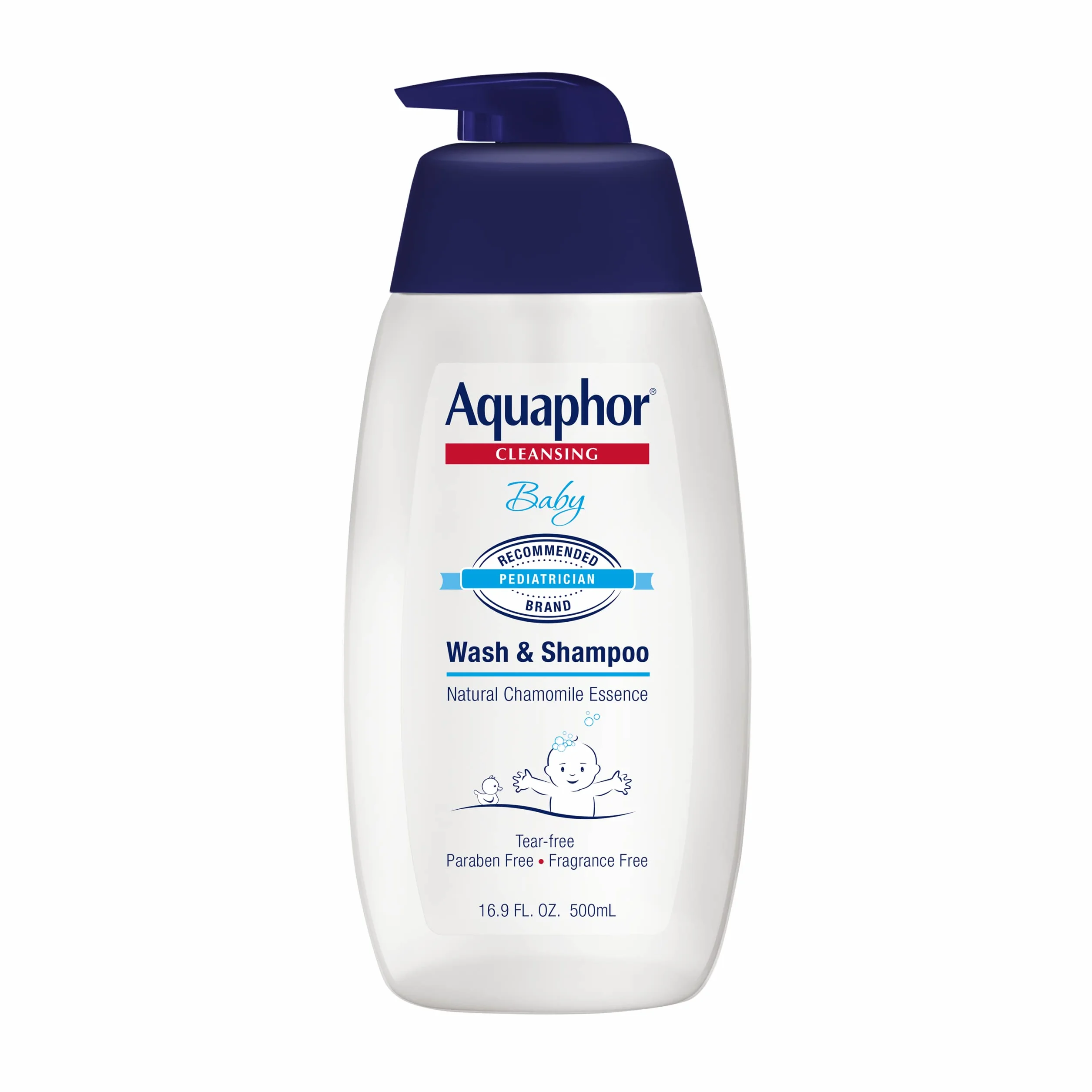 Aquaphor Baby Wash and Shampoo – łagodny, wolny od łzy roztwór 2 w 1 dla niemowląt, skóra wrażliwa – 16,9 fl. oz. pompa