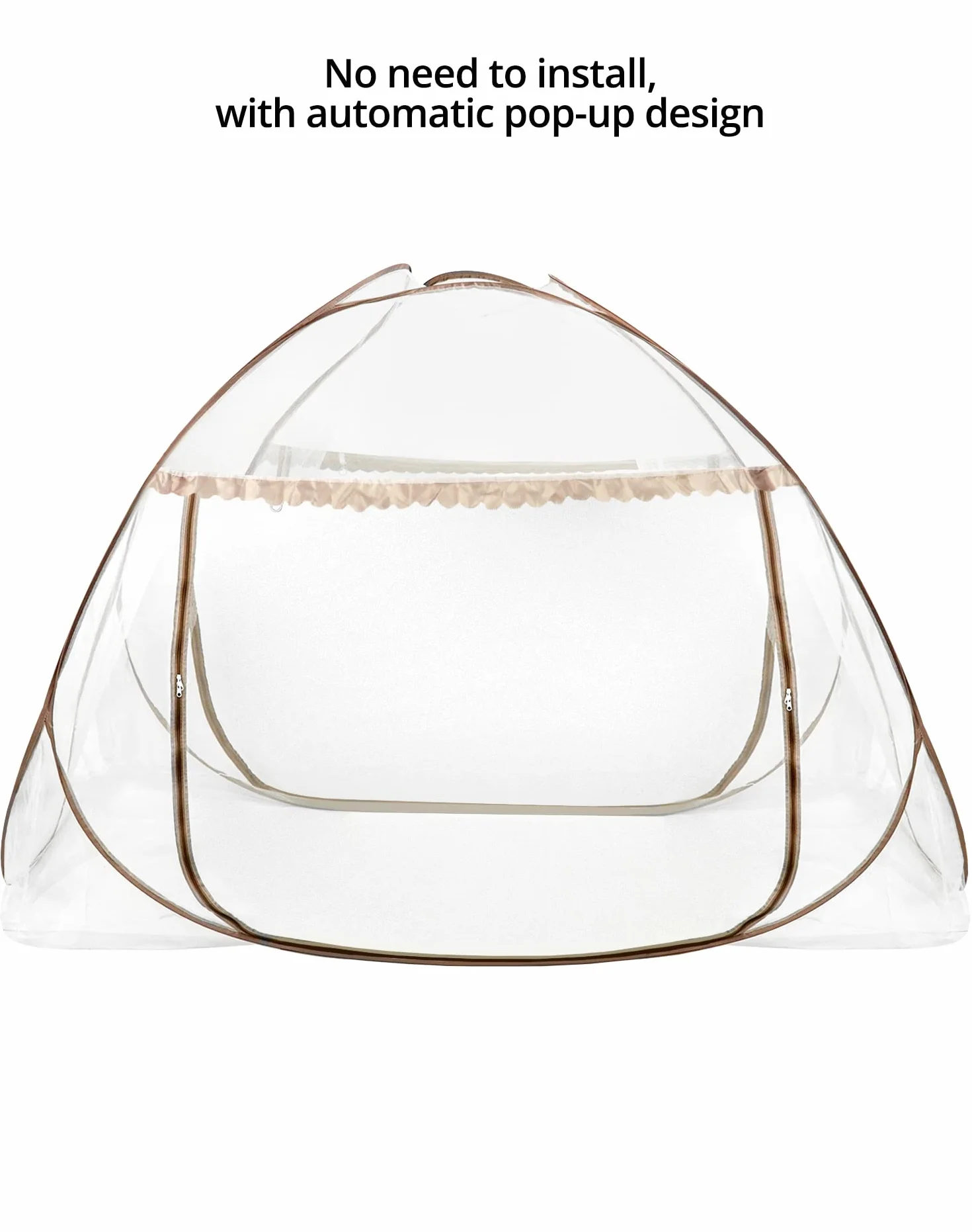 QWORK® Moskitiera do łóżka, moskitiera Pop Up, składana moskitiera z podwójnymi drzwiami, 150x200x150cm
