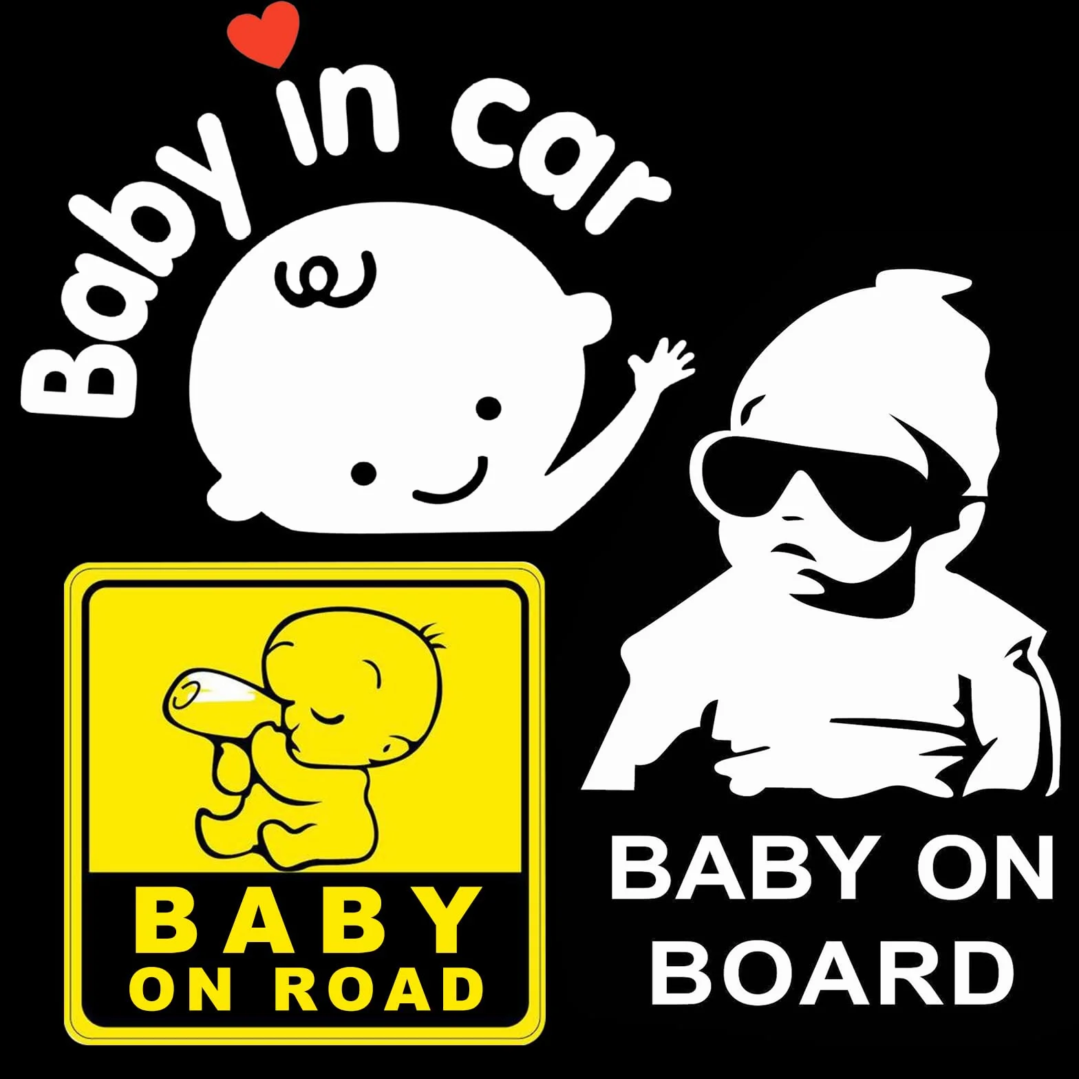 Baby On Board Naklejka do samochodu, 3-pak odblaskowych naklejek na samochód dla niemowląt nowość znak bezpieczeństwa dziecka na pokładzie znak samochodowy dziecko w samochodzie ostrzeżenie na