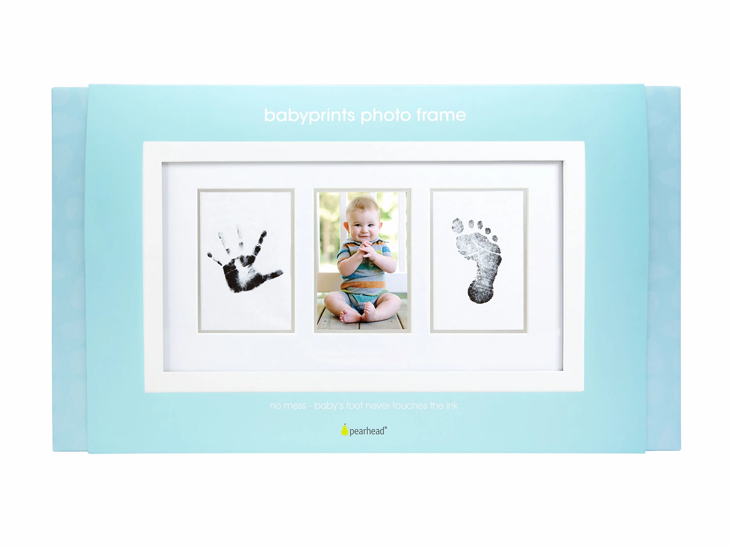 Pearhead Babyprints zestaw ramek na zdjęcia dla noworodka, odcisk stopy, chrzest lub chrzest, prezent dla malucha, biały
