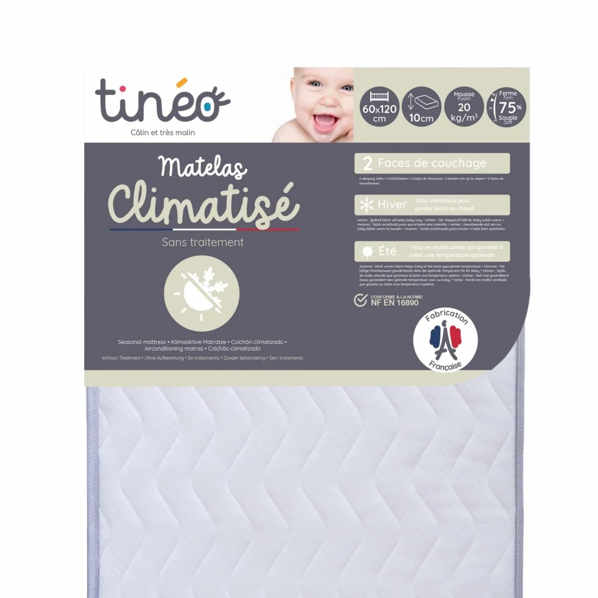 Tineo 514400 materac Climatise, 60 x 120 cm, biały