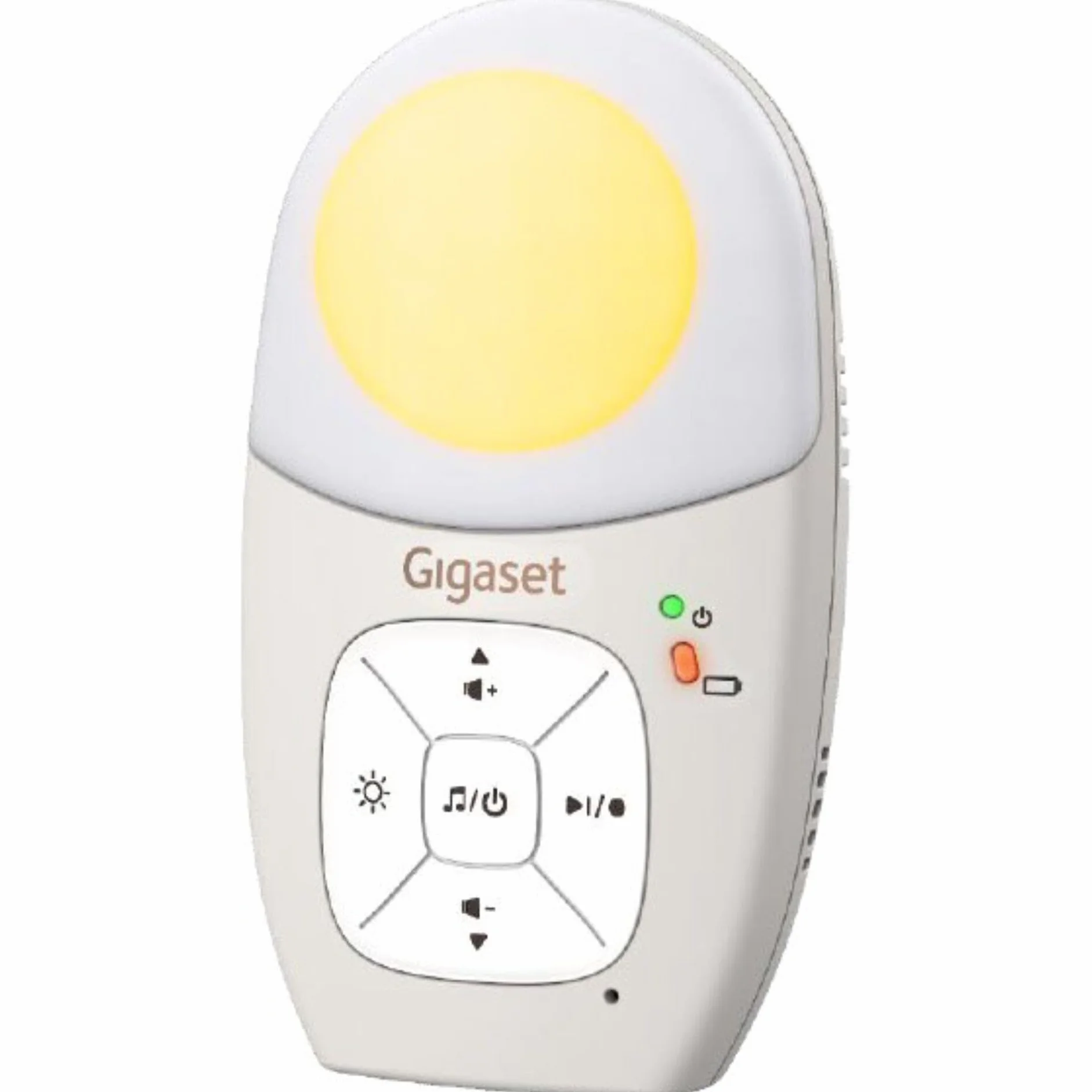 Gigaset Baby 100 Audio – niania elektroniczna z technologią DECT – bezpieczna dwukierunkowa komunikacja – zasięg 300 m – timer karmienia – czujnik temperatury – lampka nocna – 3-stopniowy wskaźnik