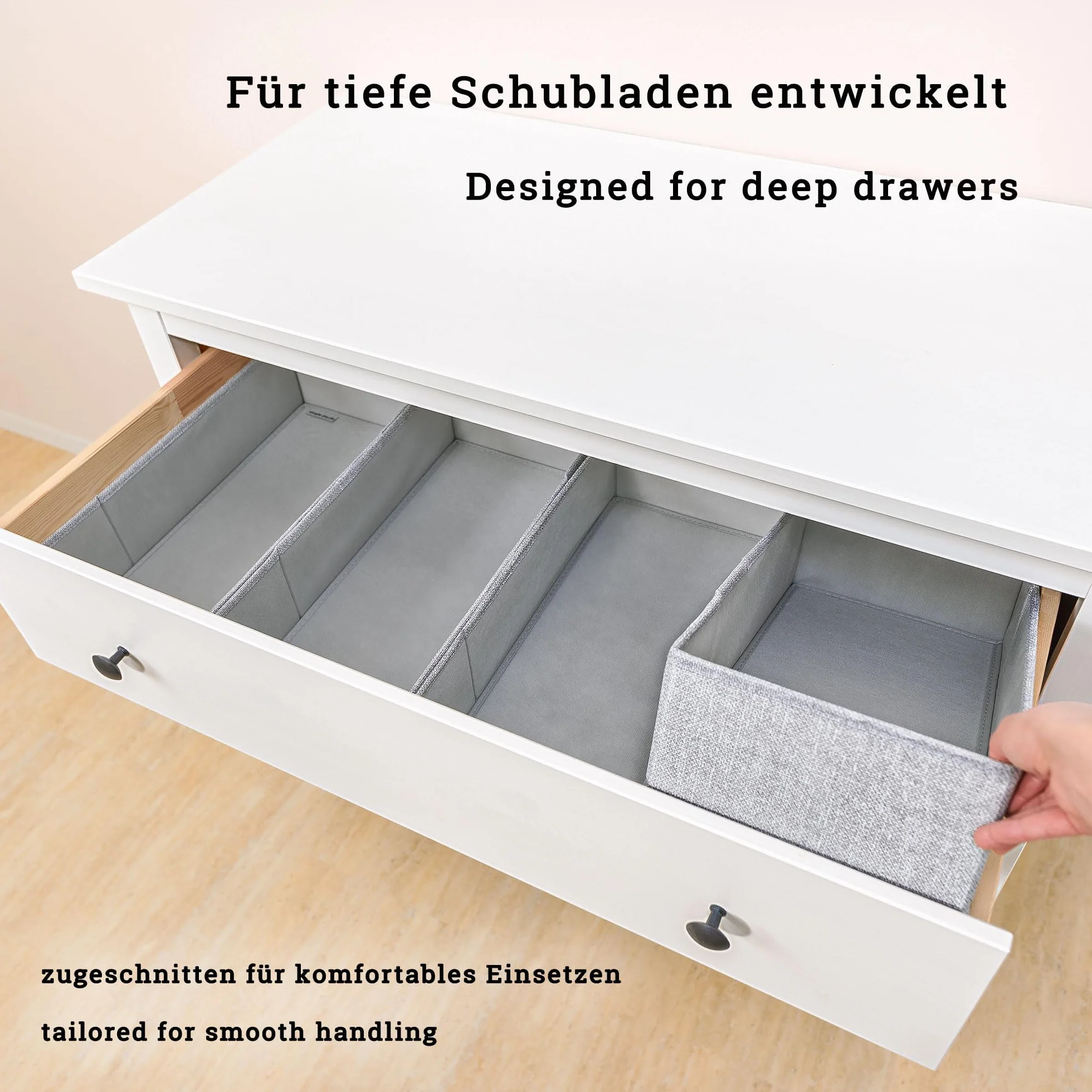 SIMPLE JOY® HEMNES FileFolding Box na komodę Hemnes, oryginał; dokładnie dopasowane; stabilne dno; system porządkowania przyborów do przewijania, odzieży dziecięcej, zabawek/swetrów, t-shirtów;