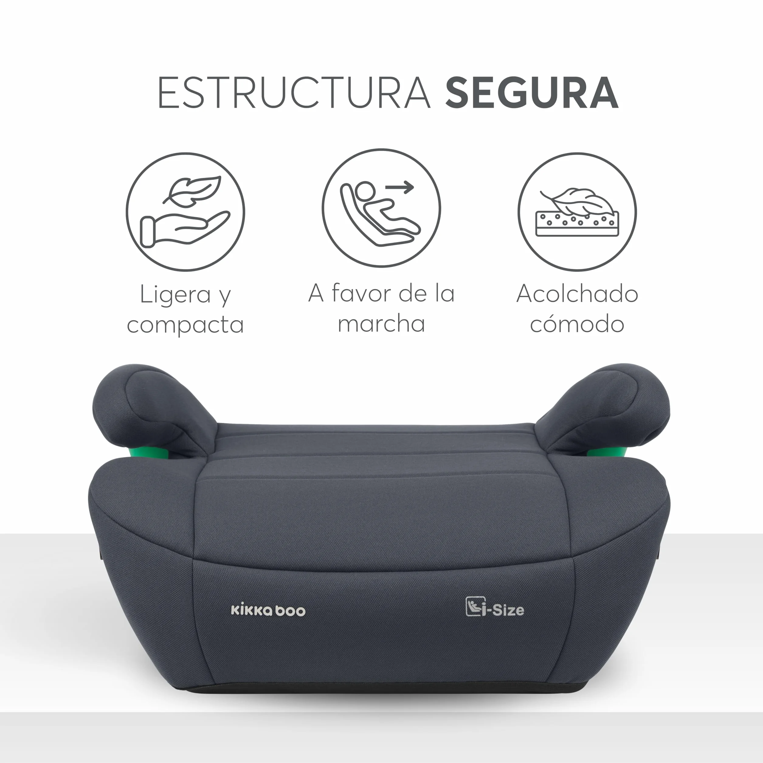 KikkaBoo i-POP Podstawka Samochodowa i-Size, 125–150 cm, Grupa 3, ISOFIX, dla Dzieci 7–12 Lat (22–36 kg), Szary