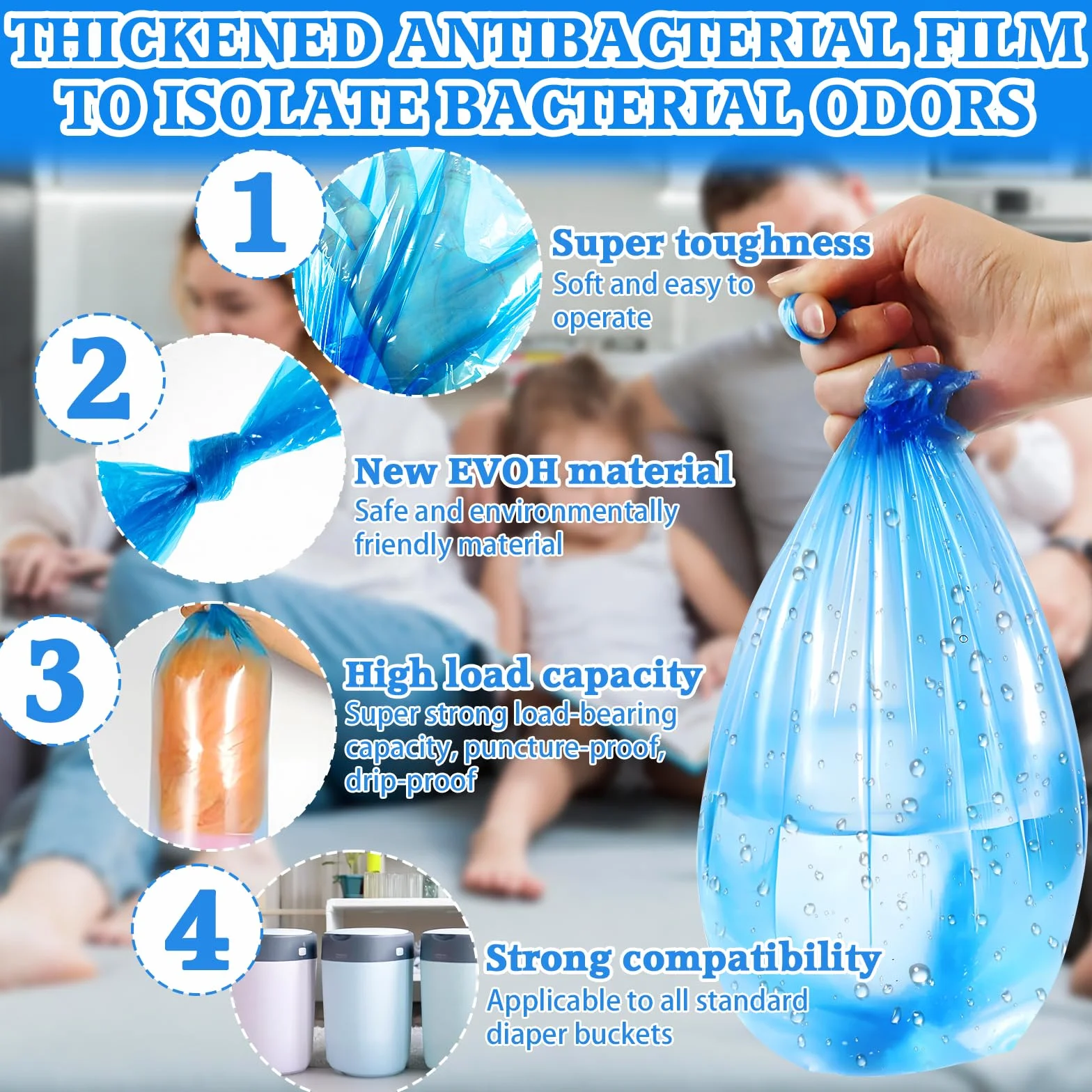 zestaw 12 wkładów do kosza na pieluchy, 4,5 m folii, kompatybilne z Tommee Tippee Twist & Click, Sangenic Tec, Simplee, materiał EVOH, bezzapachowe i ekologiczne