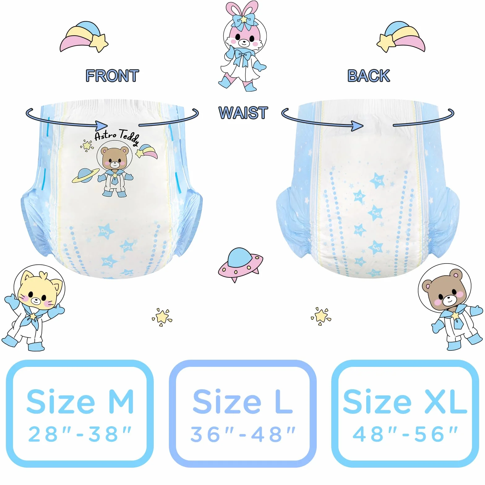 LittleForBig Pielucha Drukowana Dla Dorosłych 2 Kawałki Pakiet 3 Druki Losowe Asortyment - Astro Babies (Medium 71-96 CM)