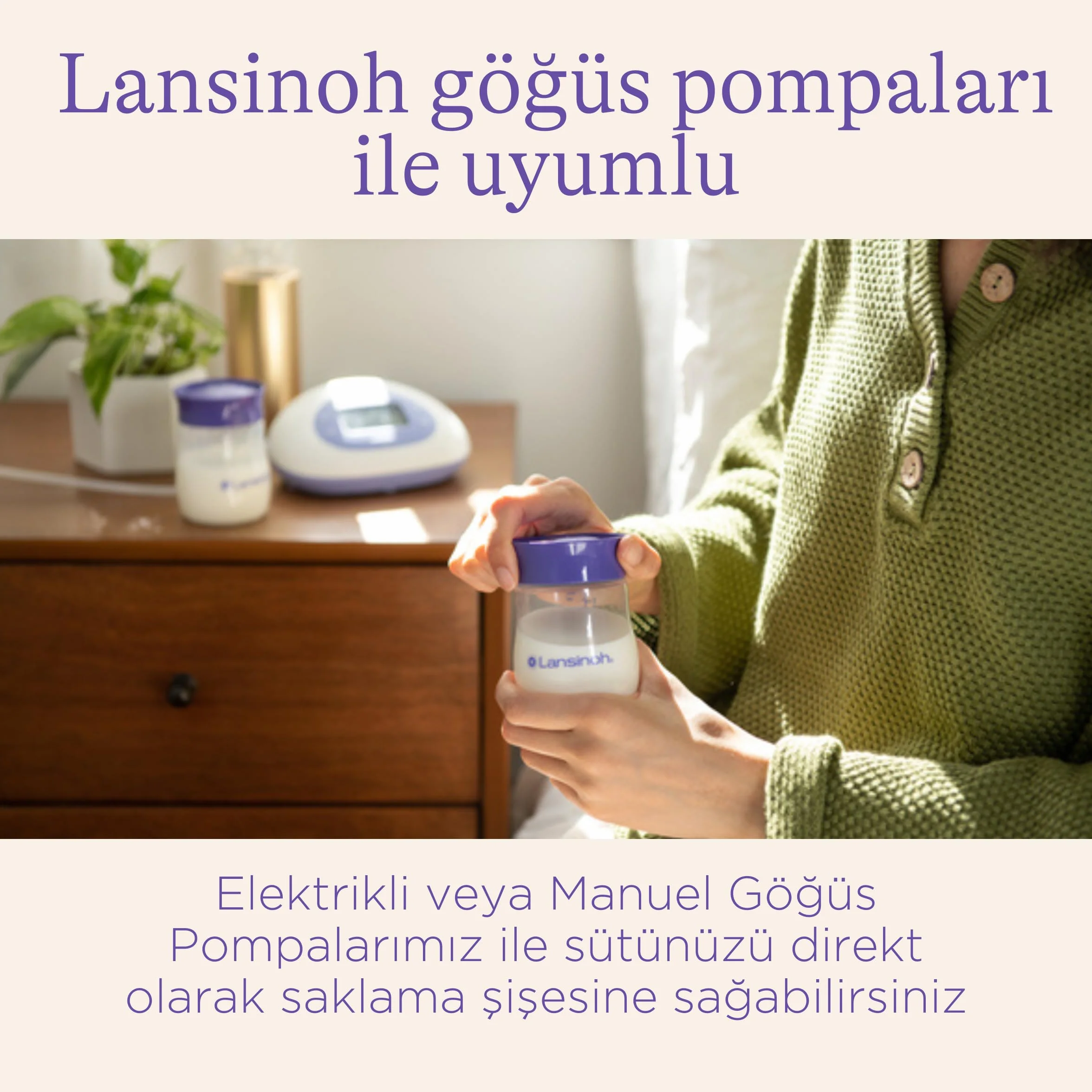 Lansinoh Breastmilk Storage Bottles Pack of 4 (160ml) fits NaturalWave teats, BPA & BPS free, Fridge or freezer storage, purple
