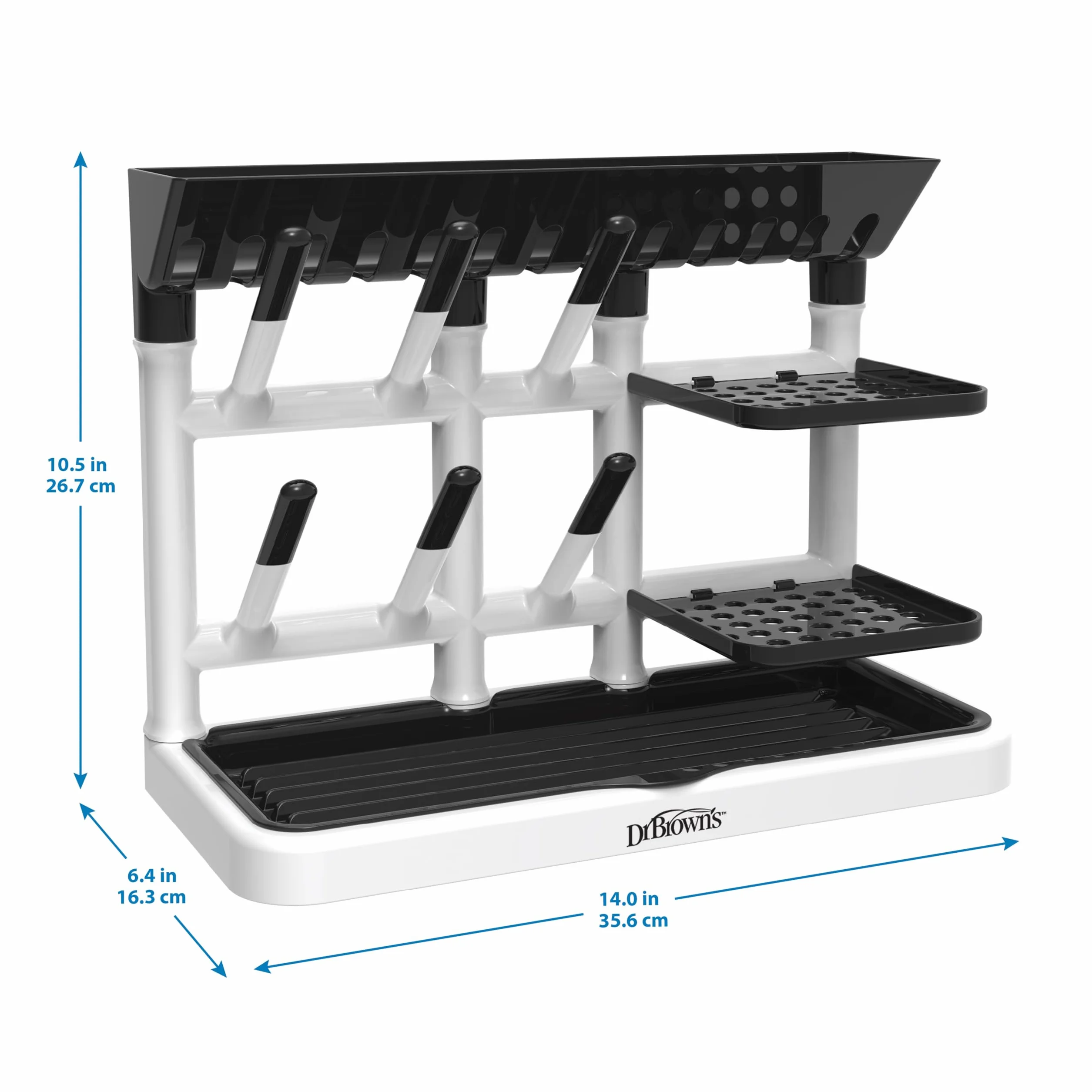 Dr. Brown's Drying Tower, Stand-Up Drying Rack, Countertop Baby Bottle Drying with Organized Storage for Baby Essentials, Space Saving Vertical Rack