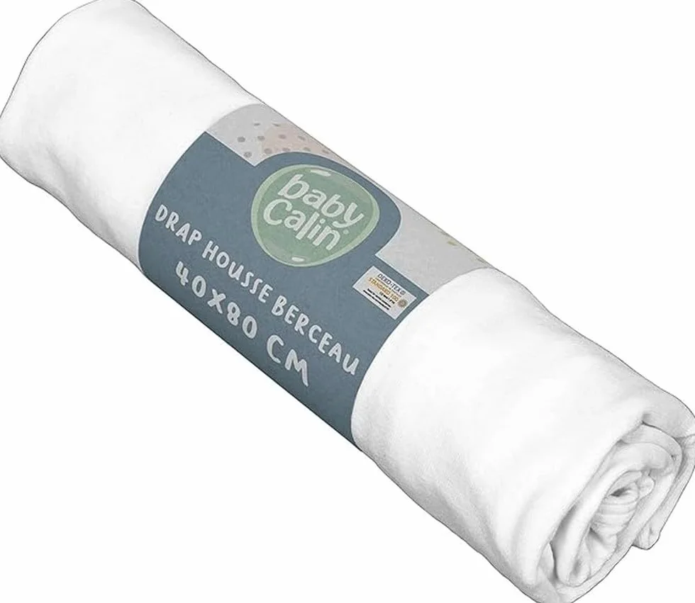 babyCalin Prześcieradło z gumką, 100% bawełna, 40 x 80 cm, białe