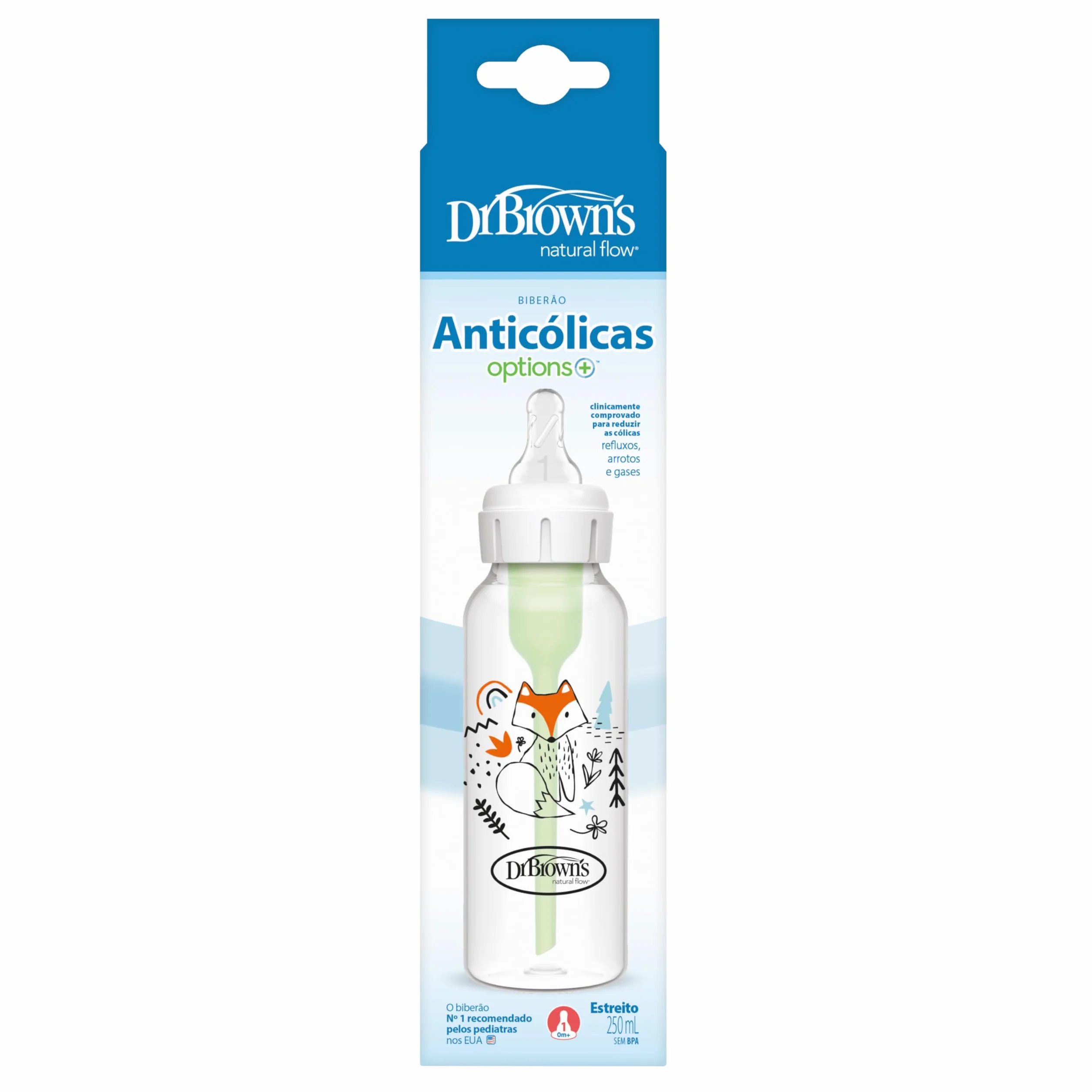 Dr. Brown 's Options – standardowa butelka do karmienia dziecka, 250 ml, niebieska