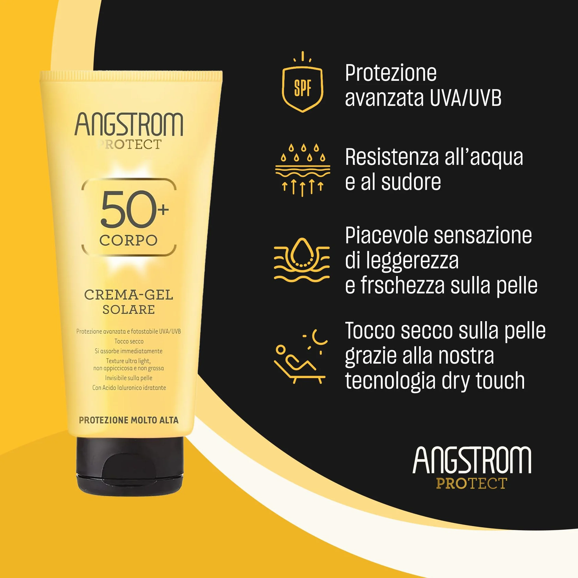 Angstrom Protect Solar Gel krem przeciwsłoneczny SPF 50+, ultra lekki, wodoodporny, testowany dermatologicznie, 200 ml