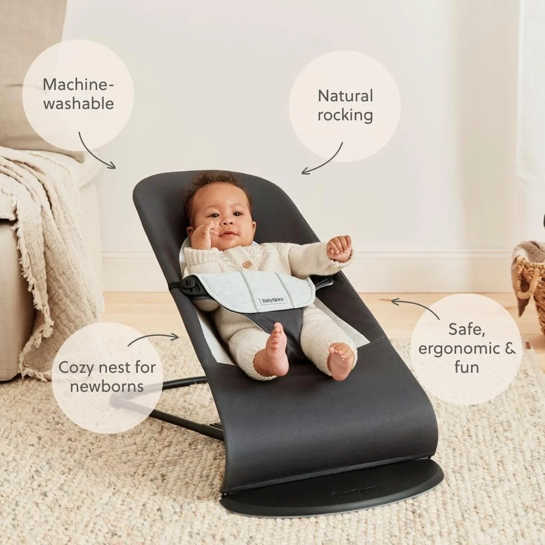 BabyBjörn Huśtawka dziecięca Balance Soft, tkany/Jersey, szary/szary
