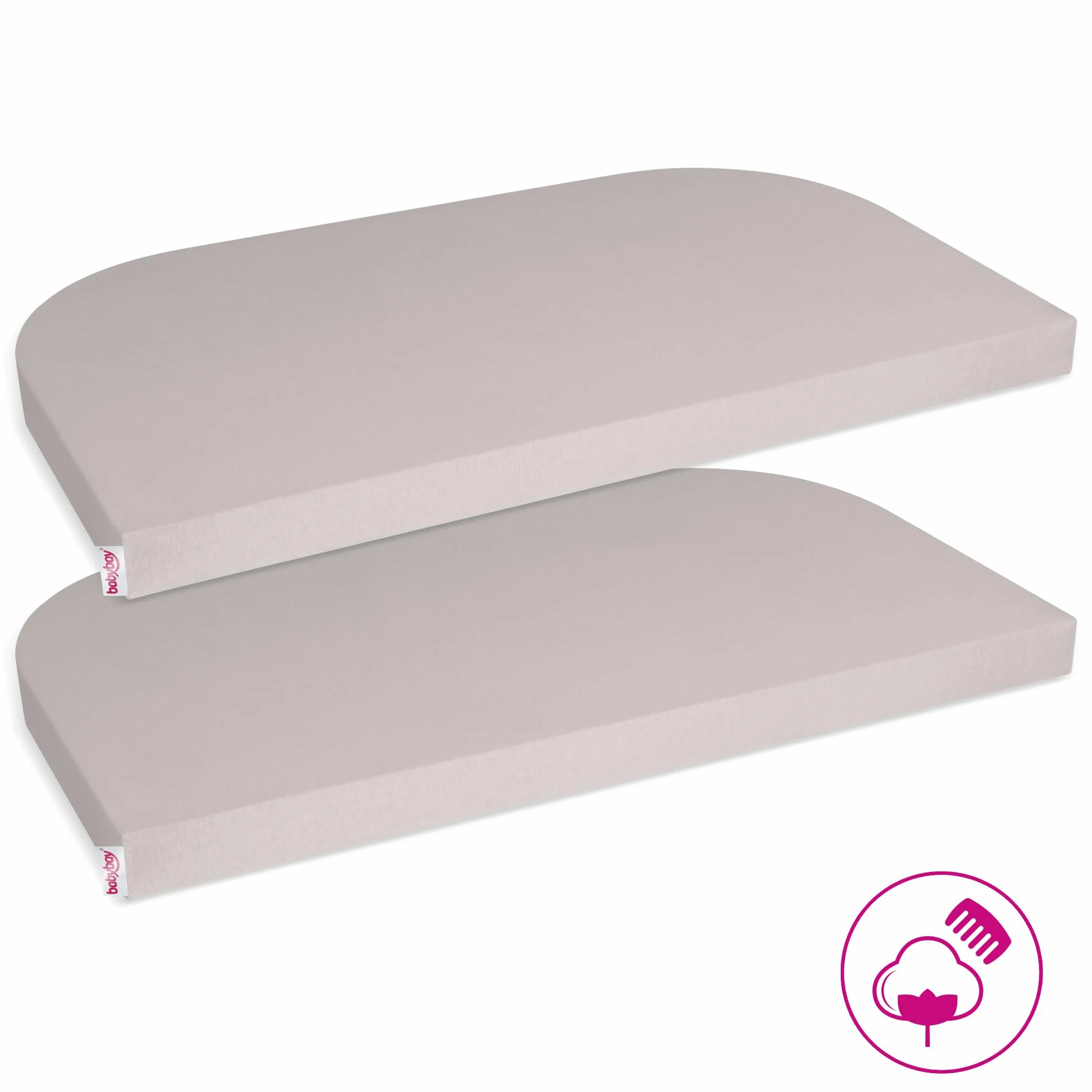 babybay Prześcieradło dżersejowe z gumką, dwupak, pasuje do modelu Original, beżowe, 81 x 42 cm (dwupak)