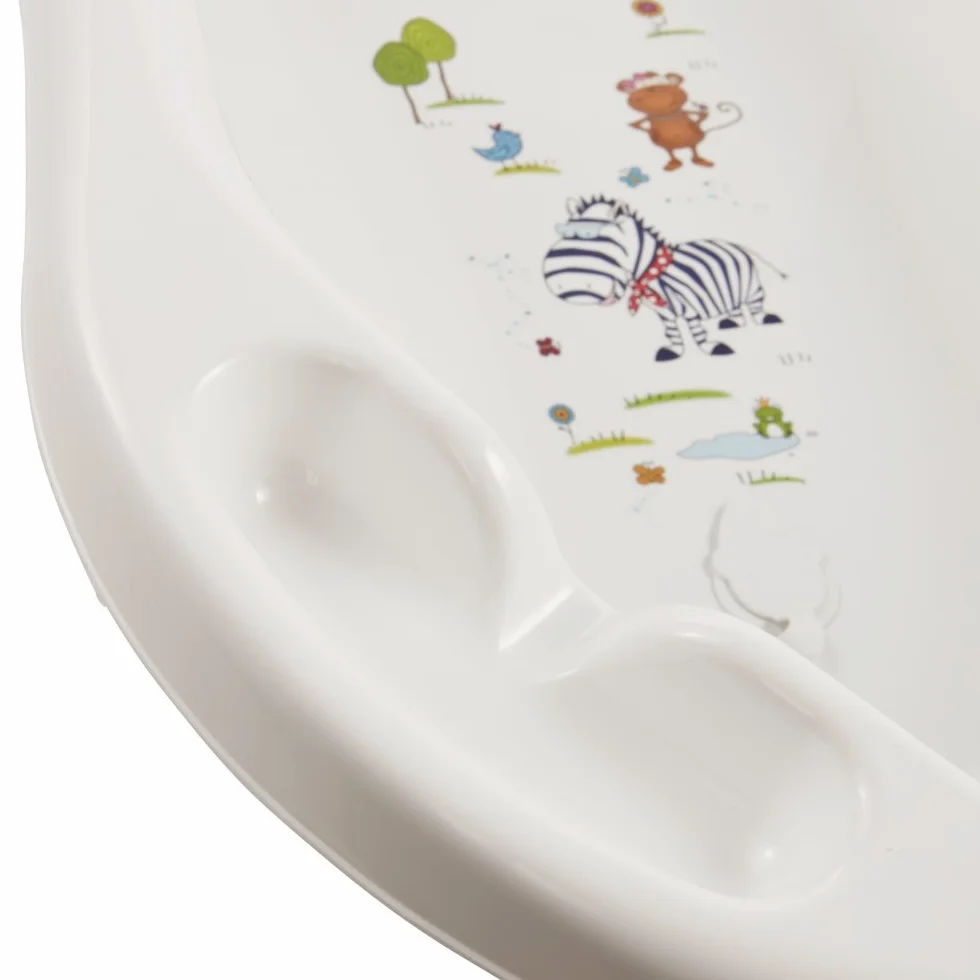 keeeper Ergonomiczna wanienka Hippo dla niemowląt z korkiem, od 0 do ok. 12 miesięcy, 84 cm, Maria, Biała