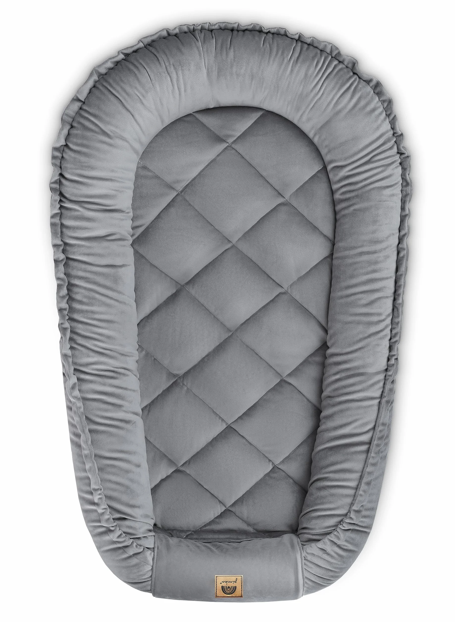 PIMKO Wielofunkcyjne dwustronne gniazdo dla niemowląt, kokon dla niemowląt, antyalergiczny, kokon, 60 x 90 cm, aksamit (RoyalGrey)
