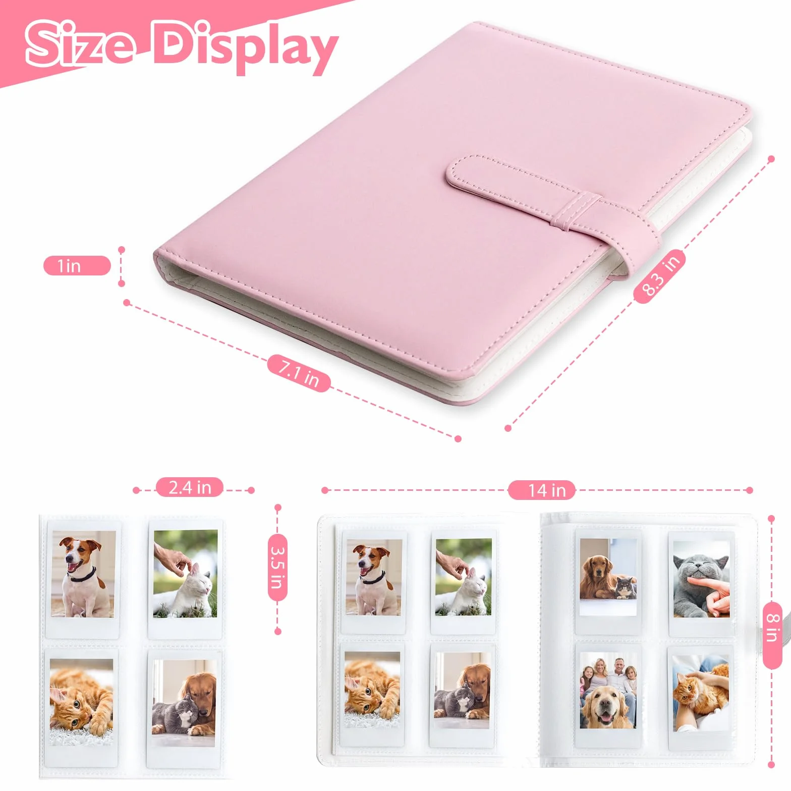256 kieszeni na zdjęcia Album fotograficzny Uchwyt na karty fotograficzne do Fujifilm Instax Mini LiPlay 11 12 9 8+ 8 7S Aparat natychmiastowy (Różowy II)