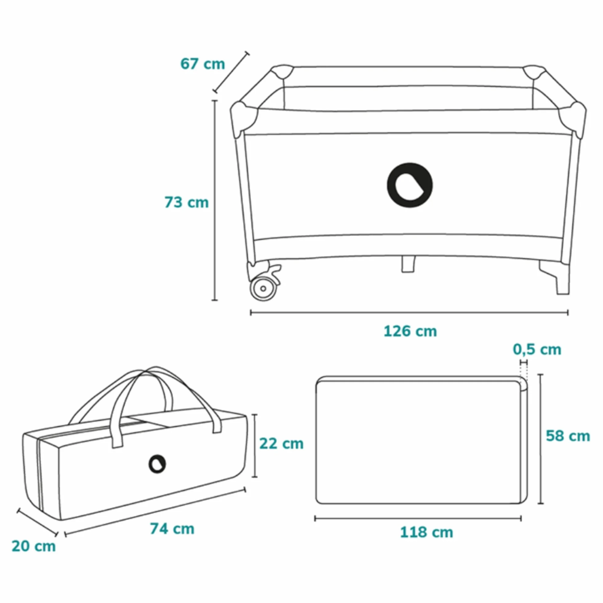 Lionelo Stefi 2 w 1 łóżeczko turystyczne, łóżko dziecięce z przewijakiem, przewiewne ścianki, system LockGuard, łóżeczko przenośne do 15 kg, składane, torba transportowa