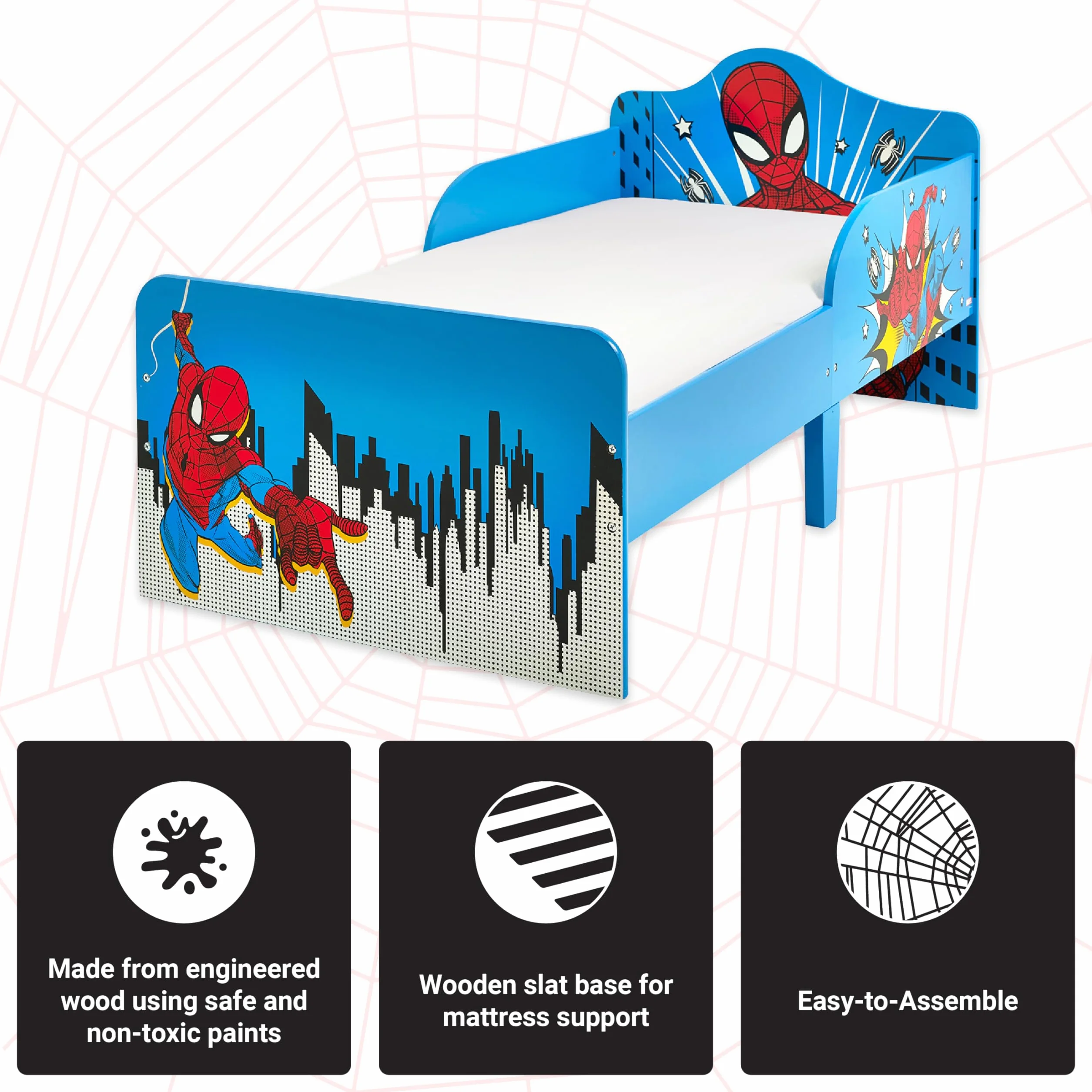 Drewniane łóżko dziecięce Spiderman 75x143 cm