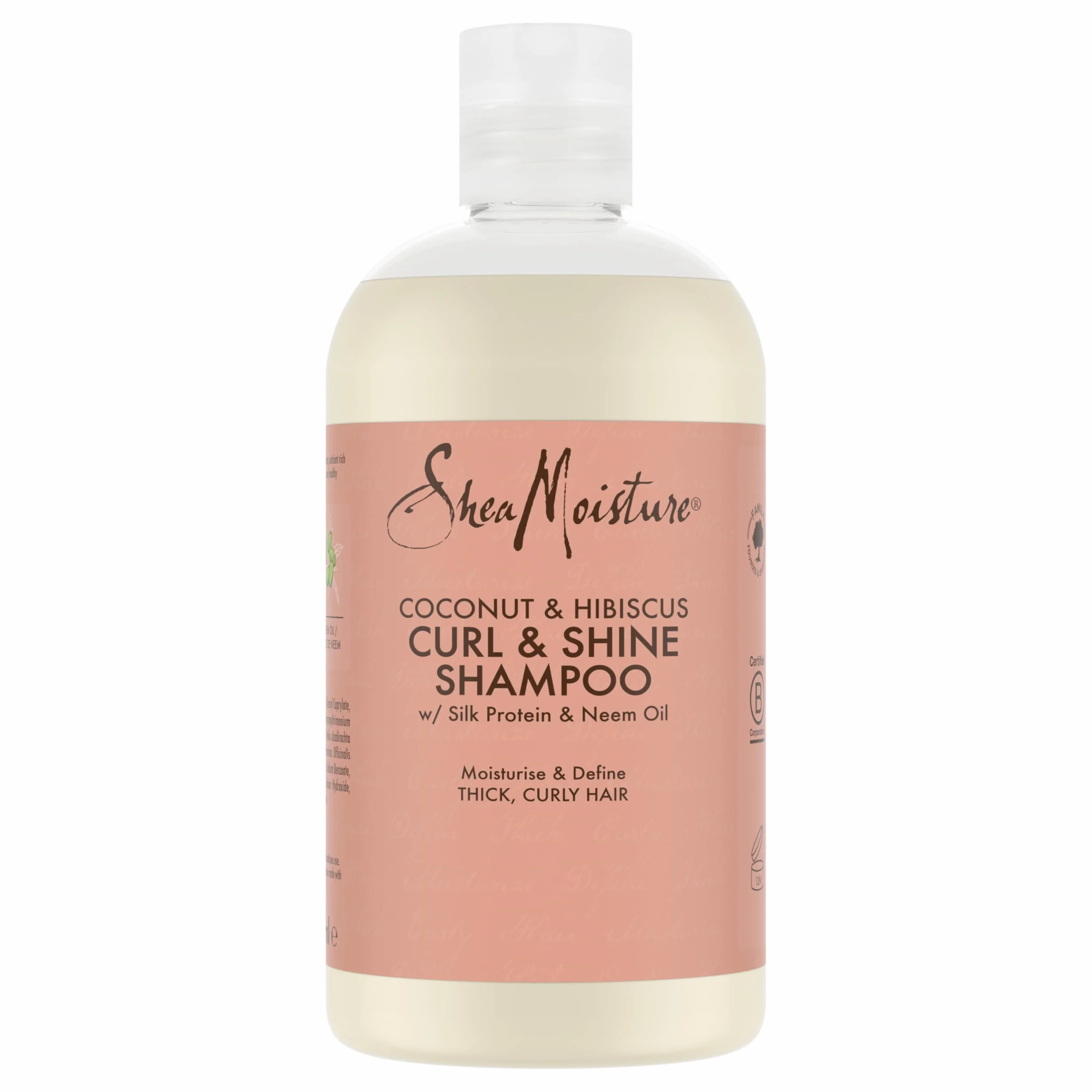 Shea Moisture Szampon Kokosowy i Hibiskusowy Curl & Shine do Grubych, Kręconych Włosów, Bez Silikonów i Siarczanów, 384 ml