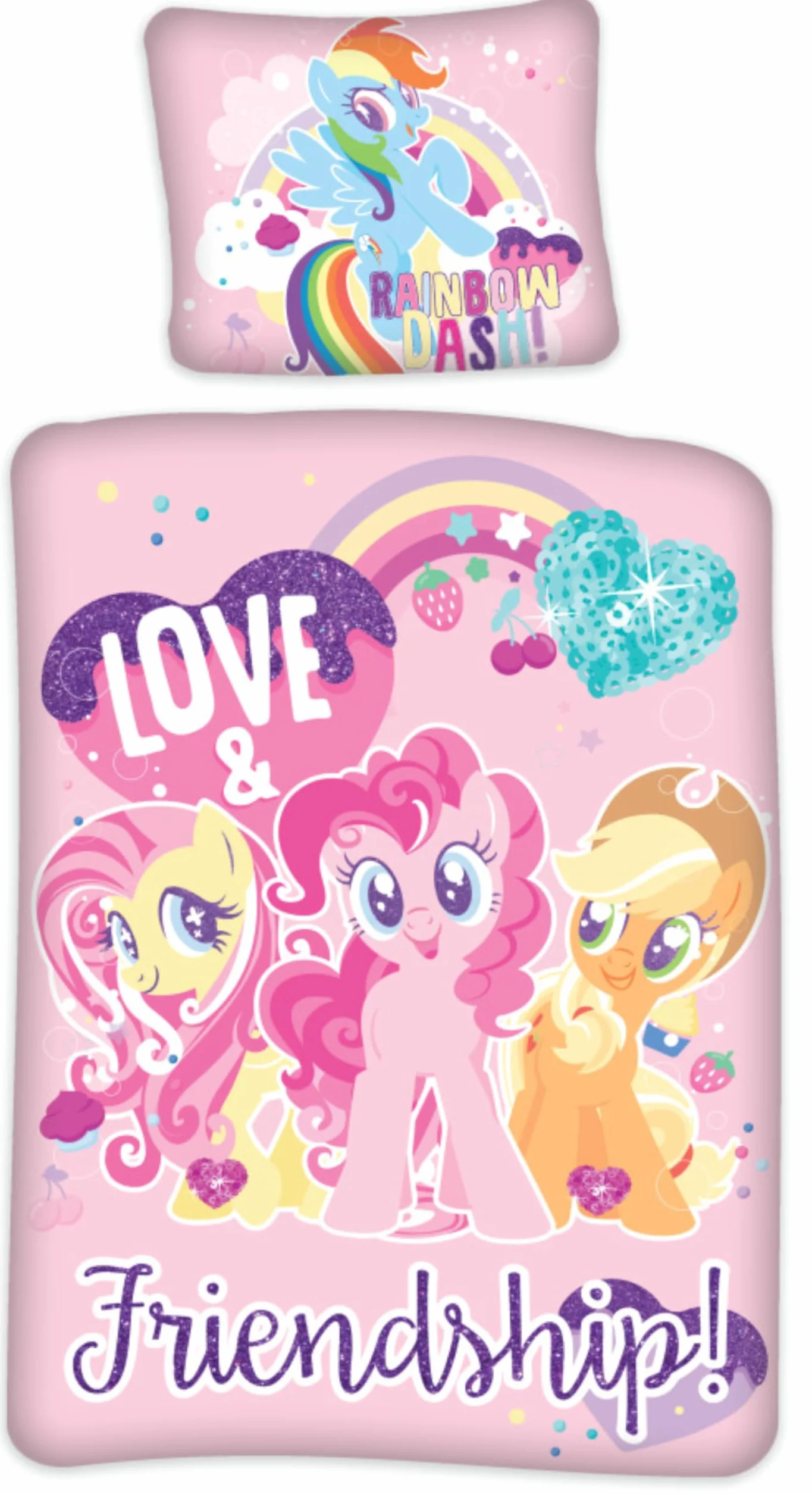 My Little Pony - Dwustronny bawełniany komplet pościeli dziecięcej - poszwa na kołdrę 100x135 poszewka 40x60 cm