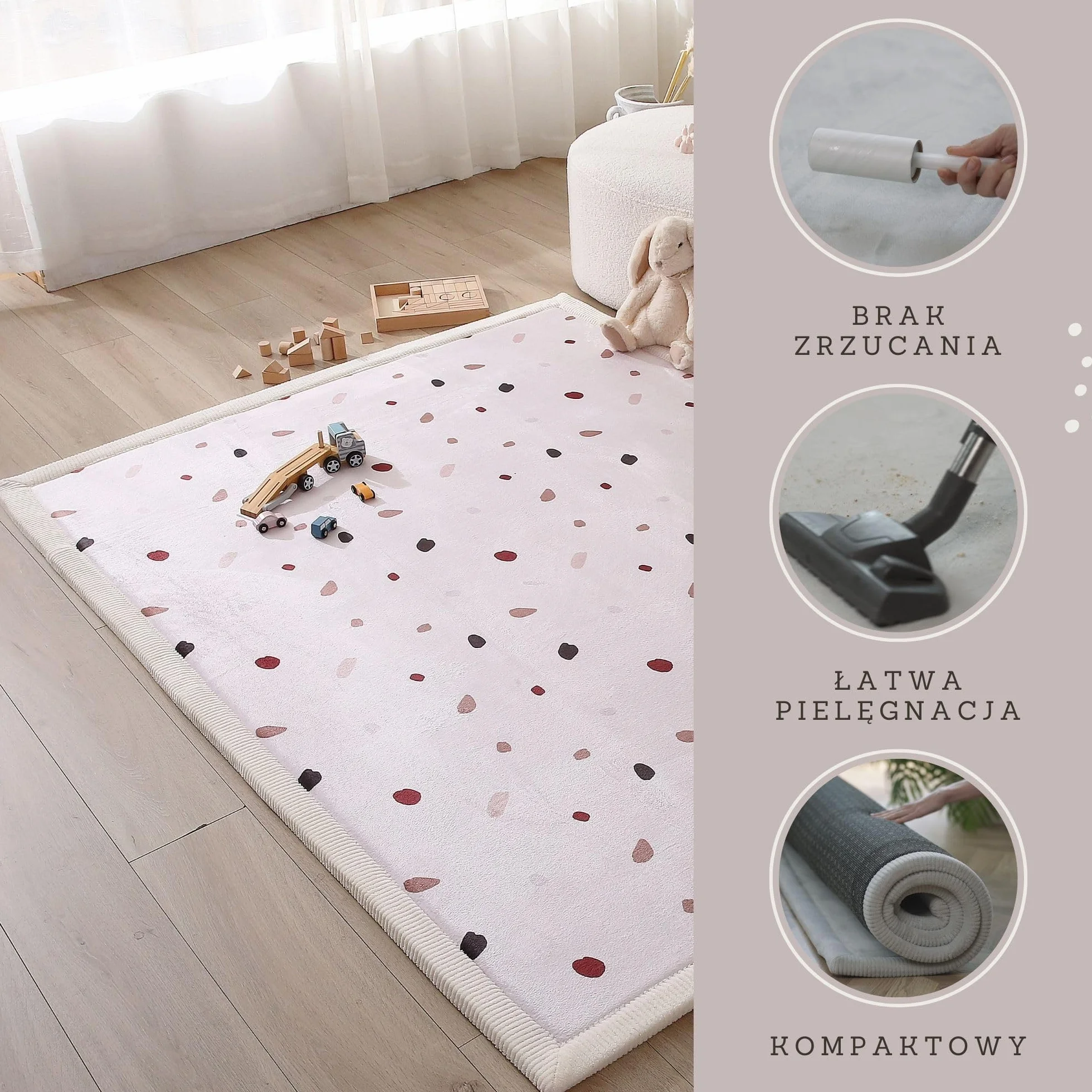 Stylowa koralowa aksamitna mata do zabawy dla niemowląt na podłogę 150 cm x 200 cm, konfetti – miękki dywan z pianki z pamięcią kształtu o wysokiej gęstości, dywan dla dzieci z antypoślizgowym spodem