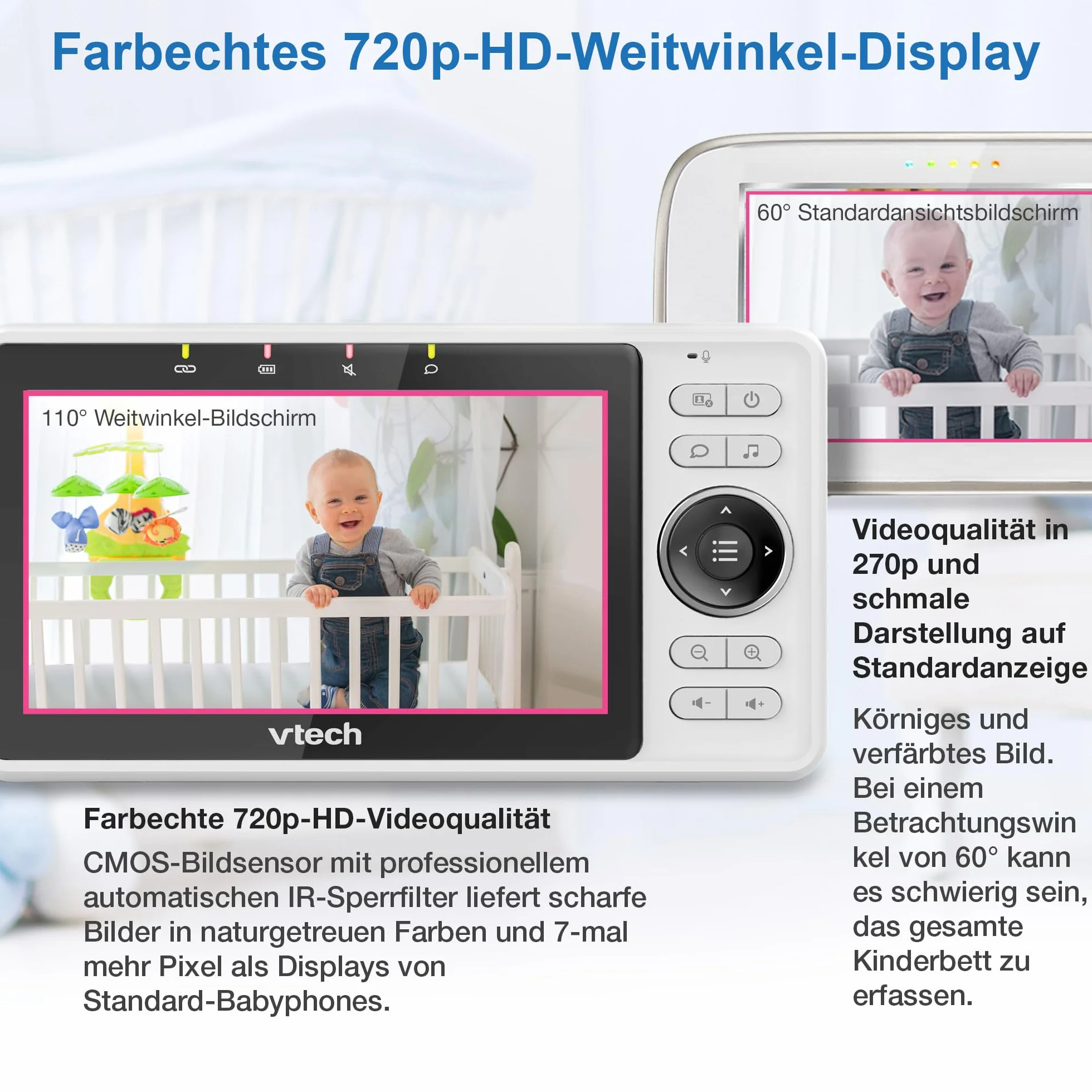 Vtech VM901-1W Elektroniczna Niania, Biały, 120°