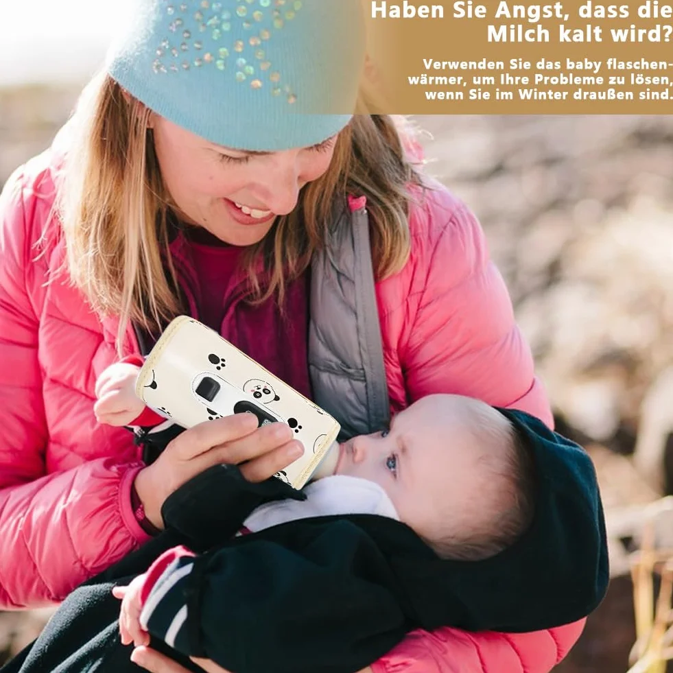 Aohcae podgrzewacz do butelek dla niemowląt w podróży, podgrzewacz do butelek dla niemowląt w podróży z wyświetlaczem LCD podgrzewacz do butelek dla niemowląt w podróży 21 ustawialnych poziomów