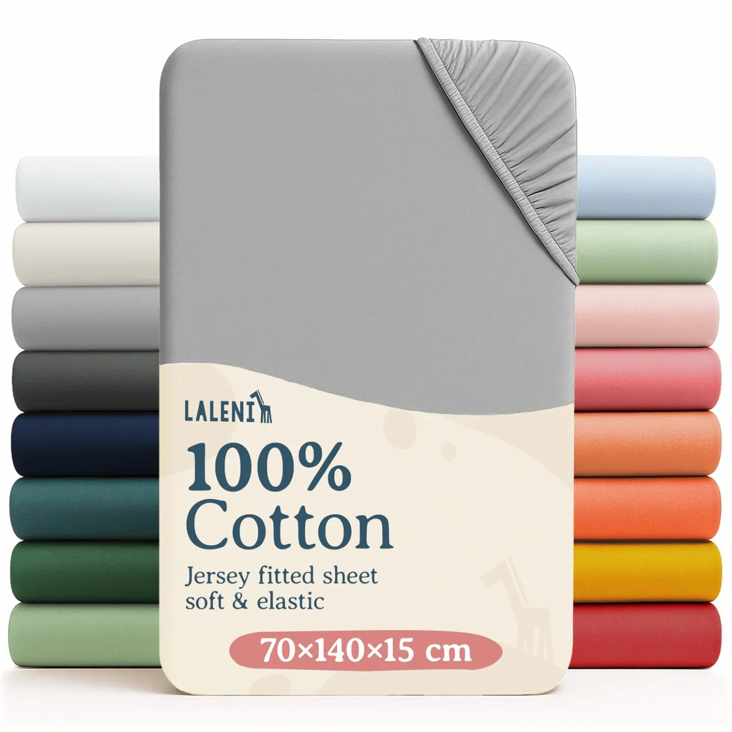 Laleni Jersey Prześcieradło z gumką 70x140 cm (zestaw 2 szt.) do łóżeczka dziecięcego - Certyfikowane przez OEKO-TEX - 100% bawełny - W kolorze szarym
