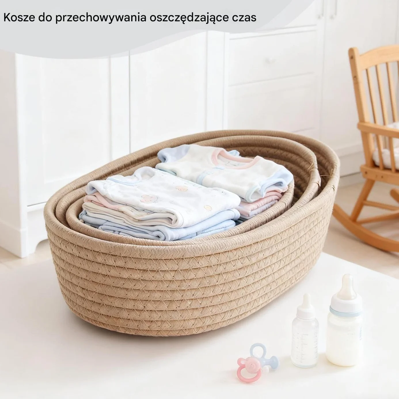 Pleciony Kosz Bawełniany Składany Do Pokoju Dziecięcego Na Zabawki