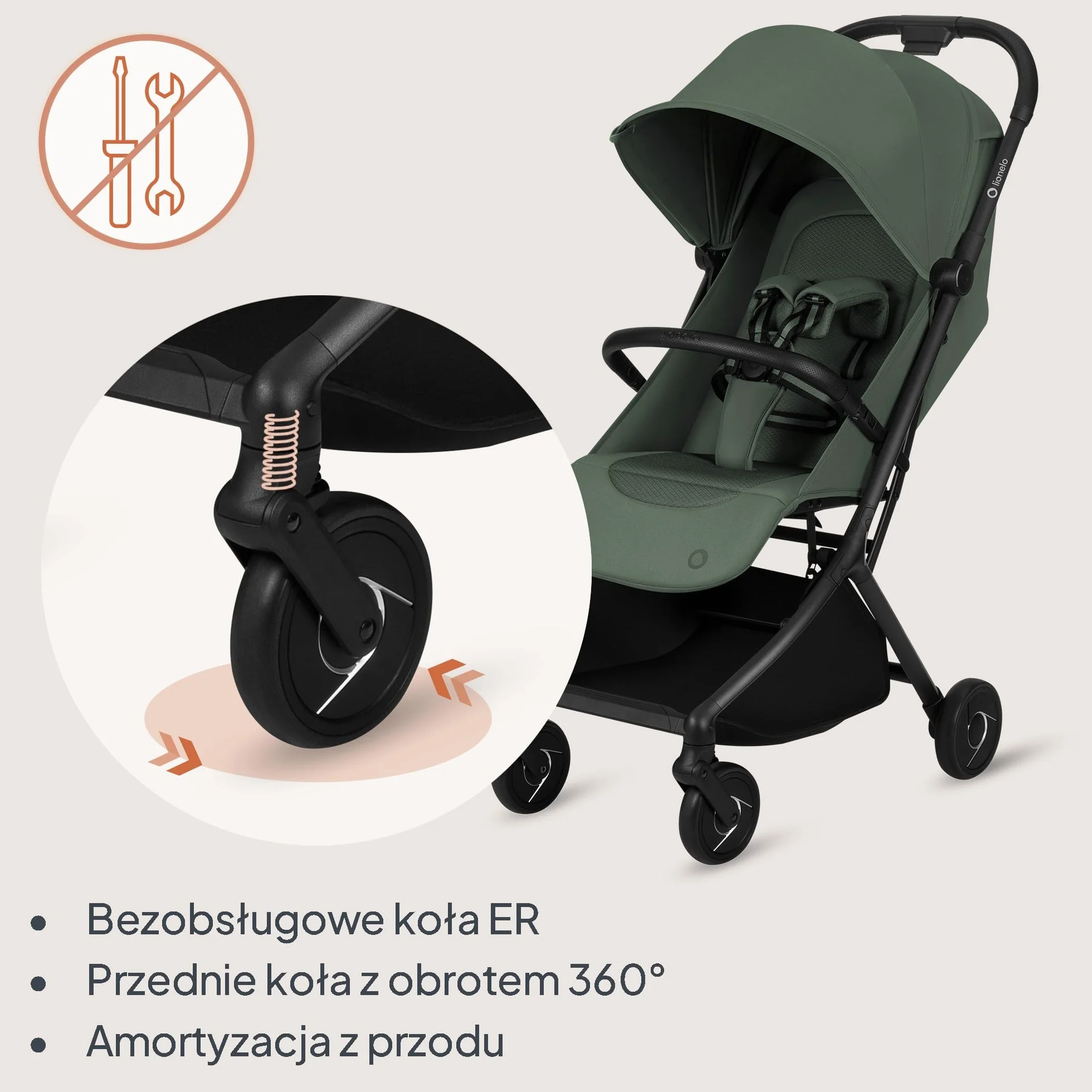 Lionelo Sia wózek podróżny ultralekki i ultra kompaktowy, składany, 5,9 kg, do 22 kg, od 6 miesięcy do 4 lat, pozycja leżąca, zawieszenie, osłona UPF50+, moskitiera, kosz na zakupy 3 kg, uchwyt na