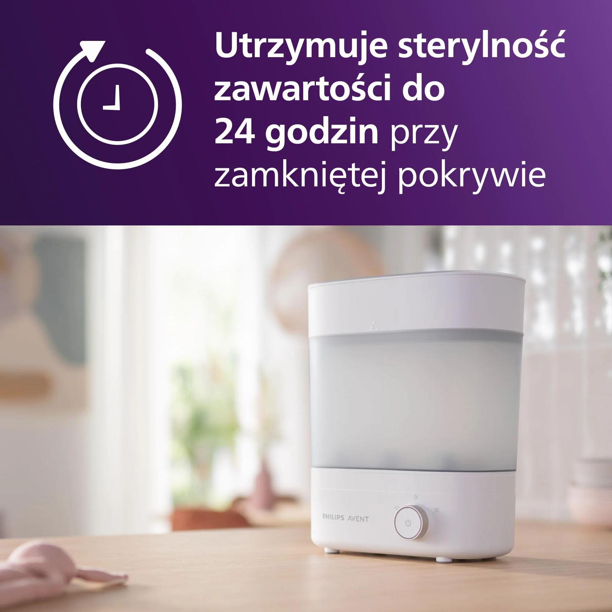 Philips Avent Elektryczny sterylizator parowy do butelek ze zintegrowaną suszarką na maks. 6 dziecięcych butelek, biały. Model SCF293/00
