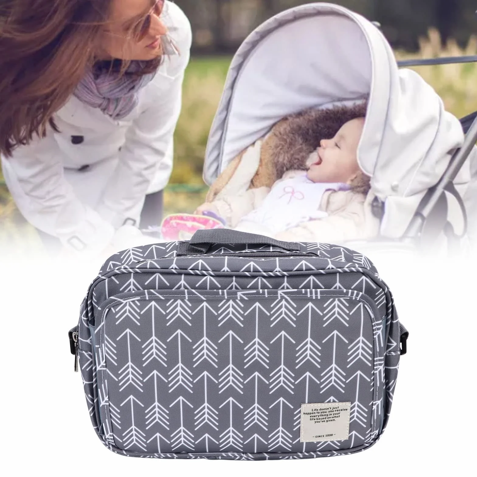 Torba na wózek dziecięcy, uporządkowane przechowywanie Torba na pieluchy dla niemowląt Duża pojemność Multi Pocket Design na krótkie wycieczki w podróży