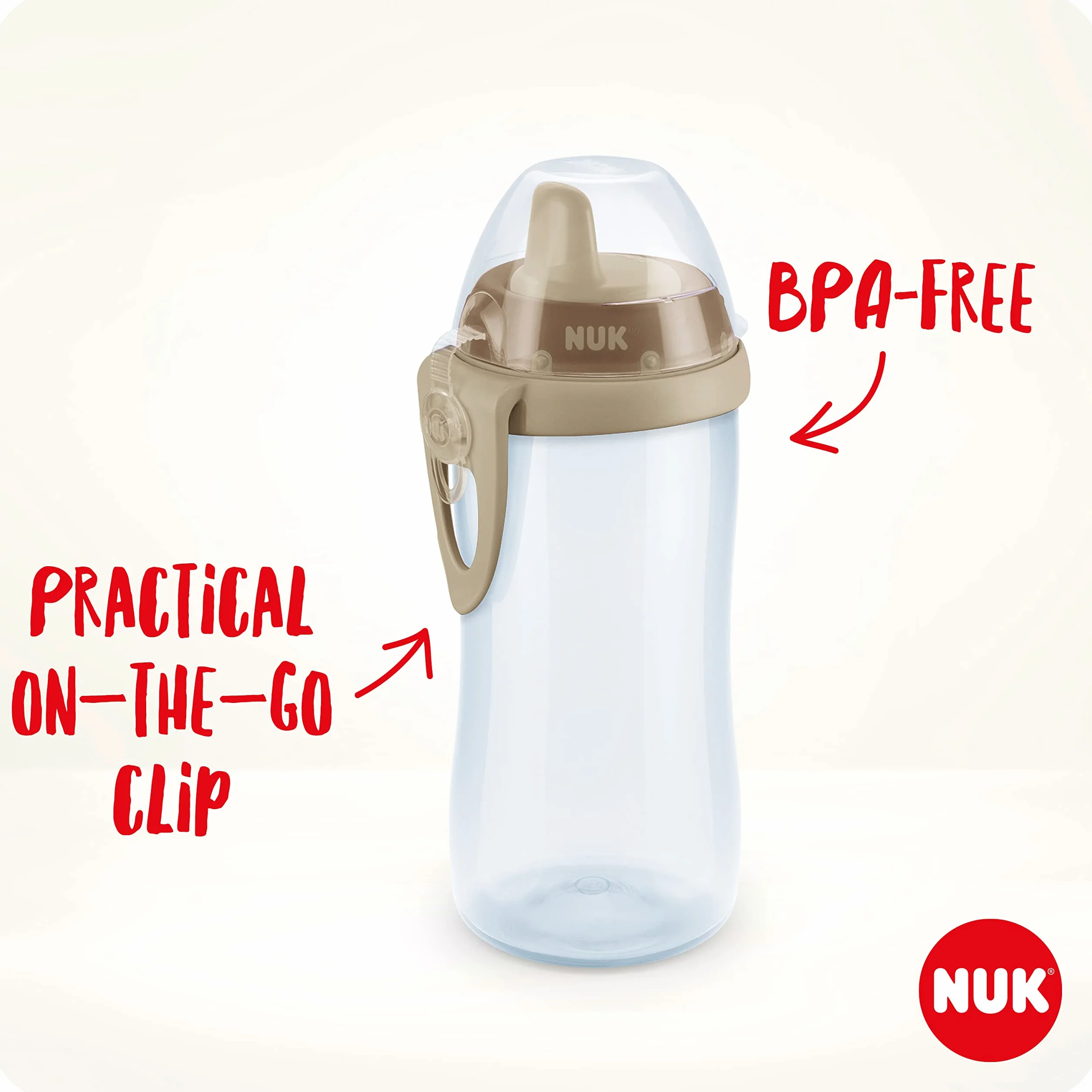 Kubek dla niemowlaka NUK Kiddy Cup | 12m+ | 300 ml | Szczelny utwardzany dzióbek do picia | Klips i ochronna przykrywka | Nie zawiera bisfenolu A | Żółty