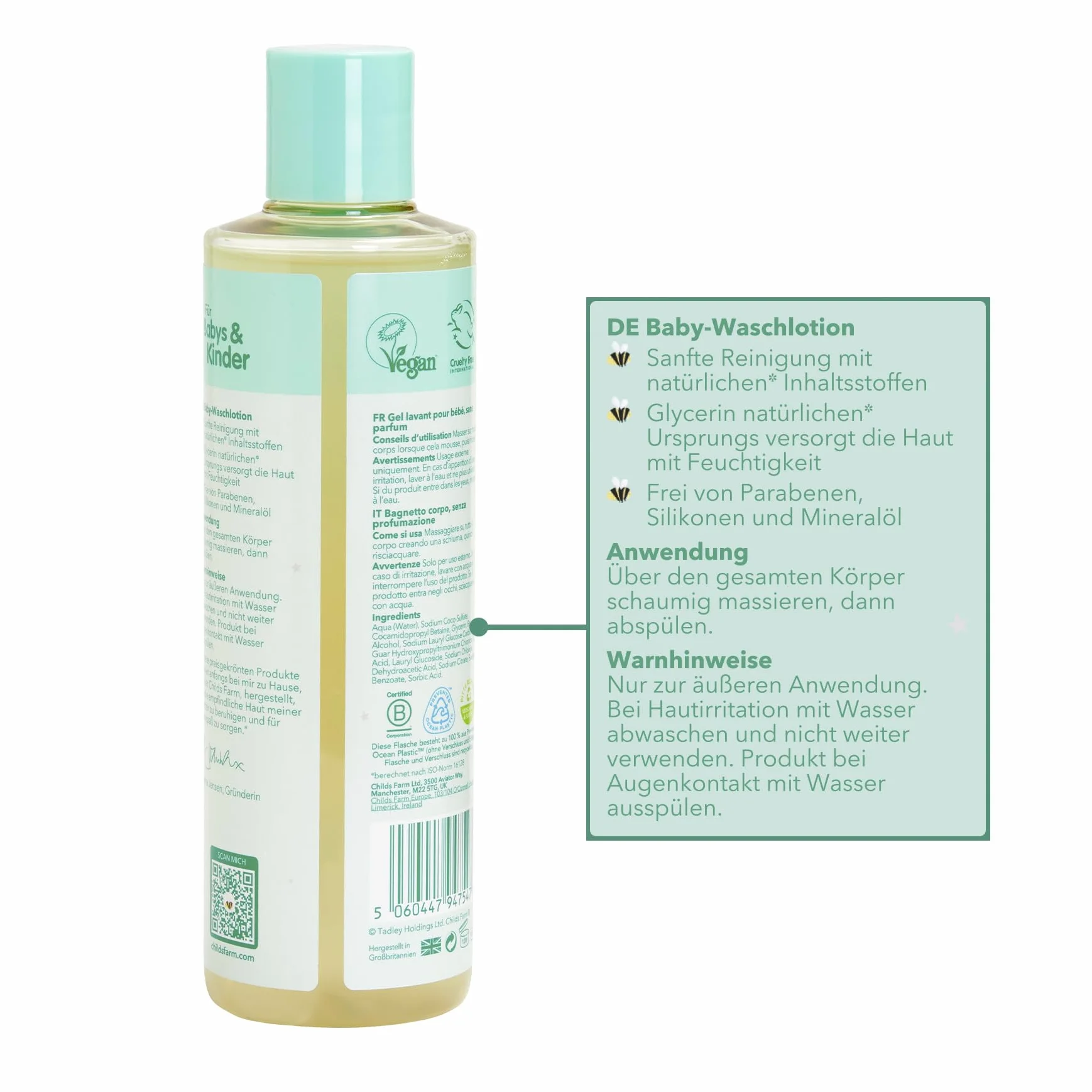 Childs Farm Balsam do mycia niemowląt 250 ml, bez perfum, delikatnie czyści | Odpowiedni dla noworodków z suchą, wrażliwą skórą również ze skłonnością do atopowego zapalenia skóry