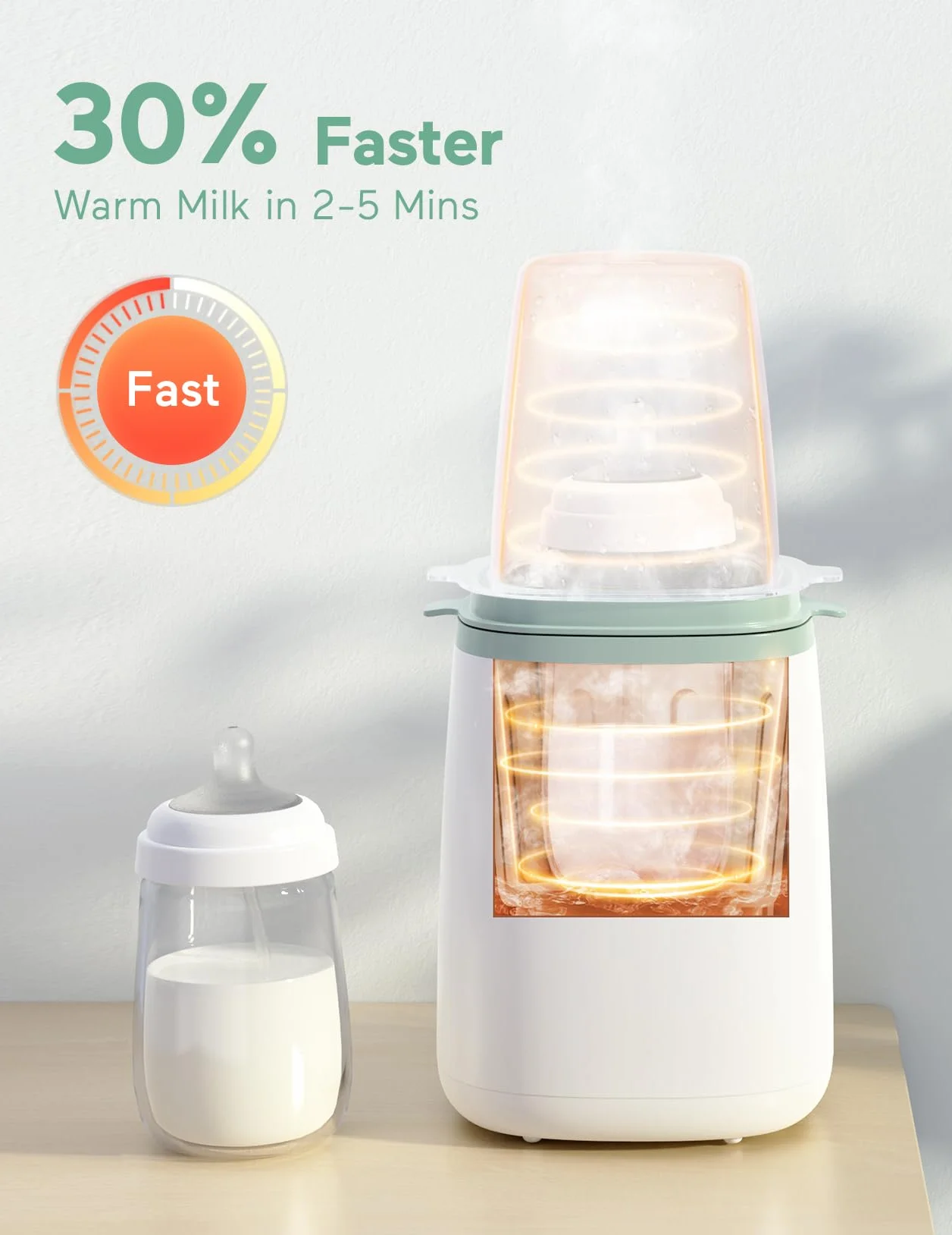 Momcozy Podgrzewacz do butelek, szybki podgrzewacz do mleka dla niemowląt z dokładną regulacją temperatury i automatycznym wyłączaniem, wielofunkcyjny podgrzewacz do butelek do mleka matki,