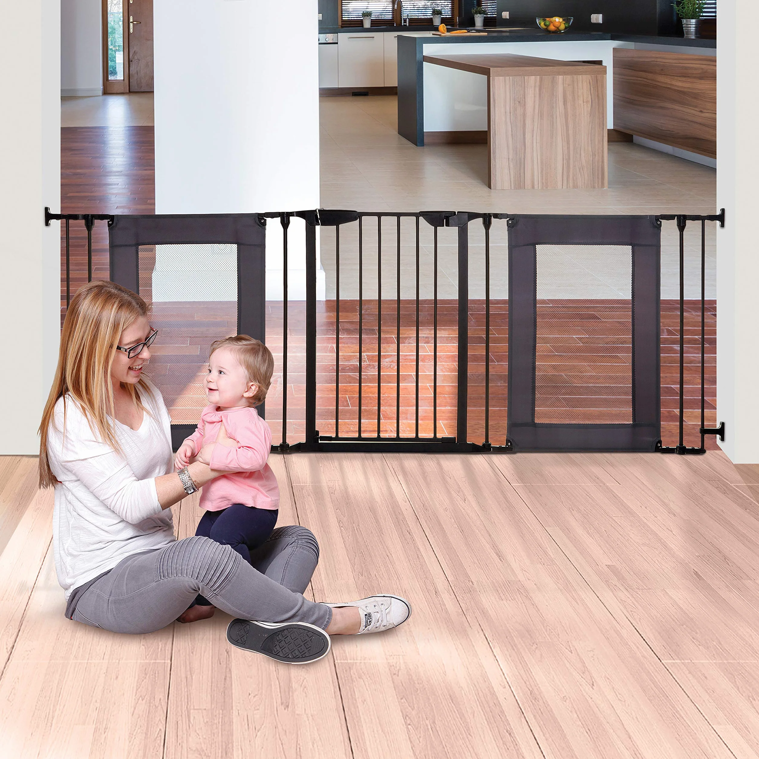 Dreambaby Denver Adapta bramka bezpieczeństwa dla niemowląt - pasuje do otworu o szerokości 85,5-200 cm i wysokości 74 cm - odpowiednia bariera do schodów, nieregularnych otworów i szerokich obszarów