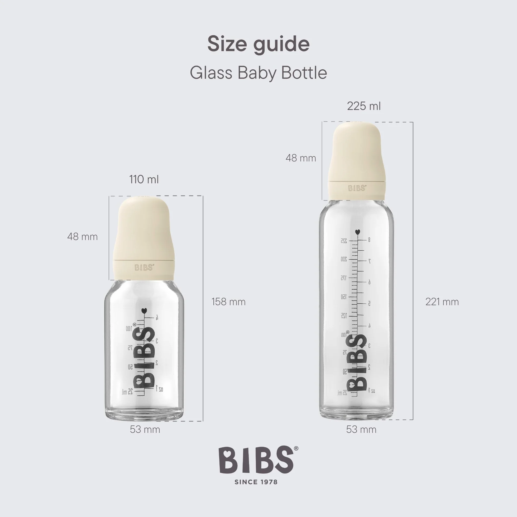 Butelka ze szkła BIBS. Antykolka, zestaw 2 szt. Okrągły smoczek z naturalnego lateksu kauczukowego, wspomaga naturalne karmienie piersią, kompletny zestaw - 225 ml (opakowanie 2), różowy/woodchuck