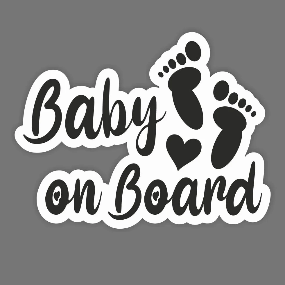 2 x naklejka na deskę z napisem "Baby on Board", 12 x 9 cm, na pokładzie samochodu, zabawna, słodka, 3 odciski stóp, tuning Decal