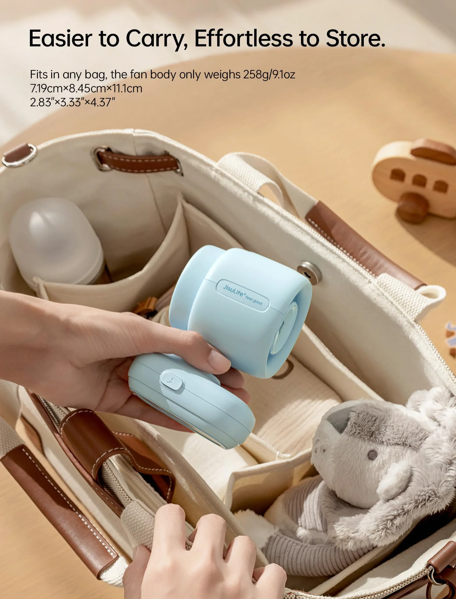 JISULIFE Mini wentylator do wózka dziecięcego, przenośny, zasilany bateriami, mały wentylator do mocowania na klipie ze światłem nocnym, 5 prędkości, wskaźnik LED, zdejmowany, elastyczny uchwyt