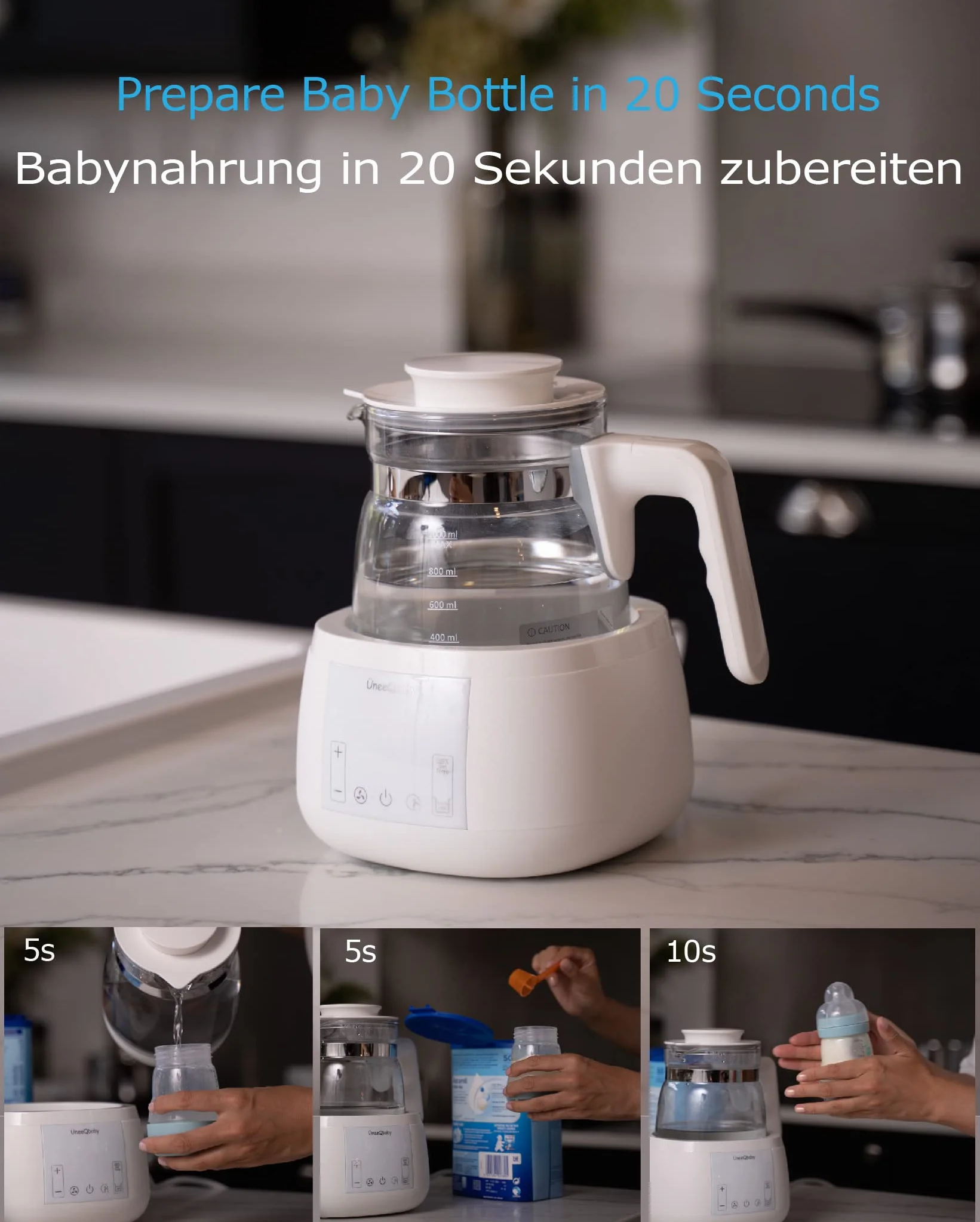 mit Nachtlicht, Babynahrung Wasserkocher für Milchfutter, EU-Ausgabe
