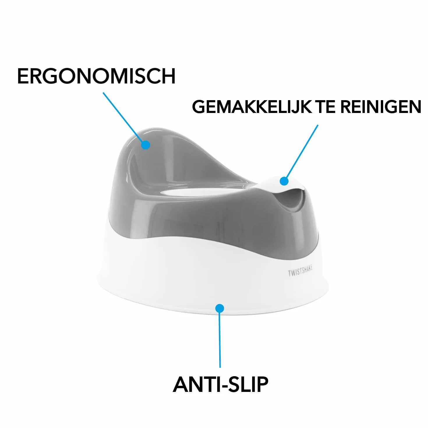 Twistshake Nocnik Dziecięcy ze stali nierdzewnej | Lekki, przenośny i łatwy do czyszczenia | Ergonomiczny design dla wygody dziecka | Treningowy nocnik dla niemowląt | Biało-szary
