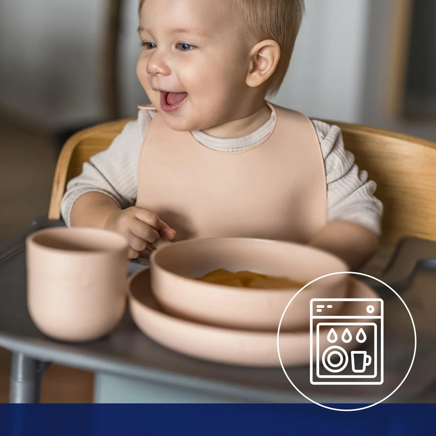 LOVI Zestaw naczyń z kubkiem (miseczka, talerzyk, kubek), Trening jedzenia, Dla dziecka w każdym wieku, Do użytku w zmywarce, Bez BPA i melaminy (Pistachio)