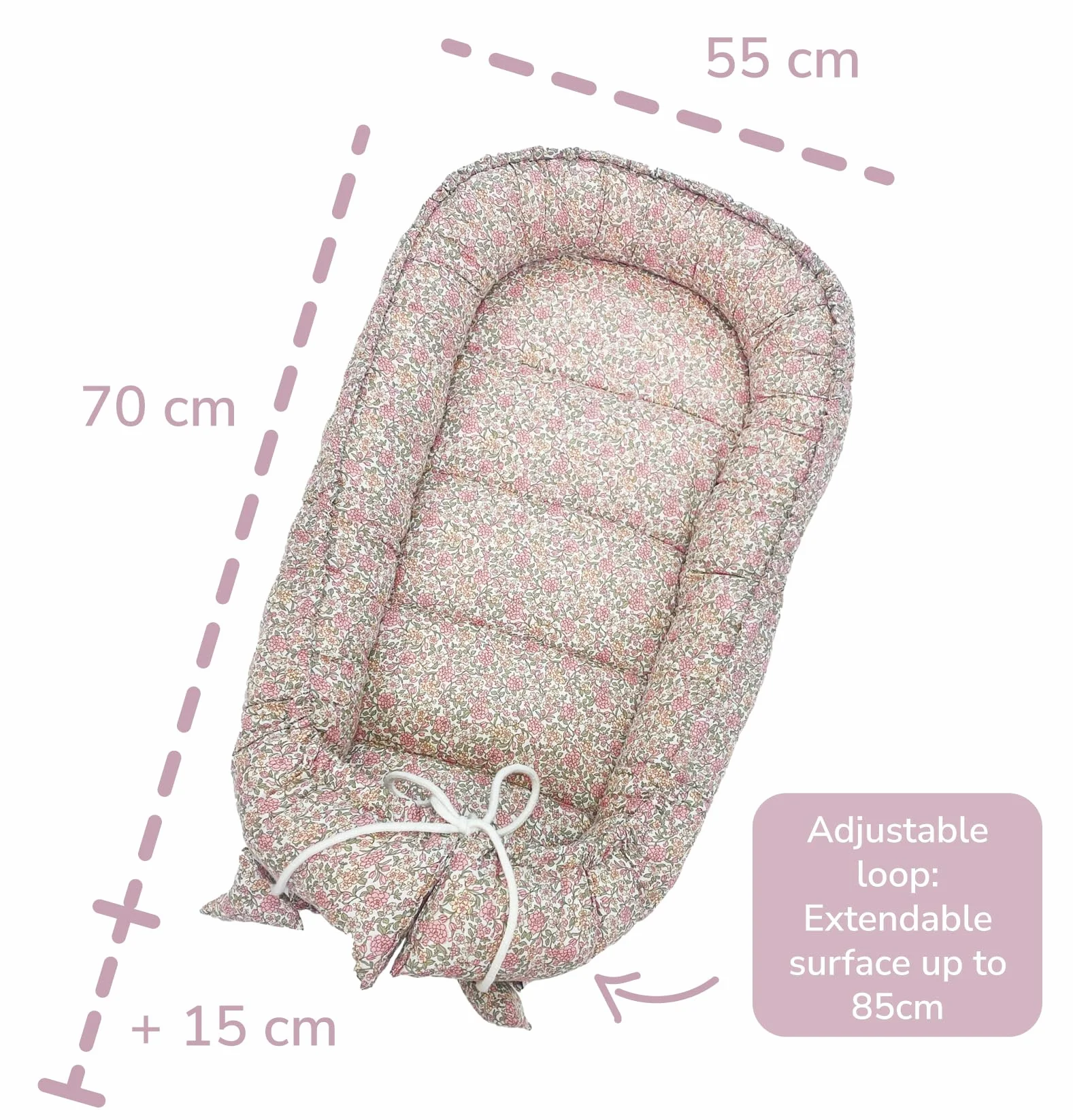 molis&co - Kapsuła do spania dla noworodka, miękka, oddychająca, 100% bawełna (OEKO-TEX), niezbędny prezent dla noworodka, śpioszki (piwonia)