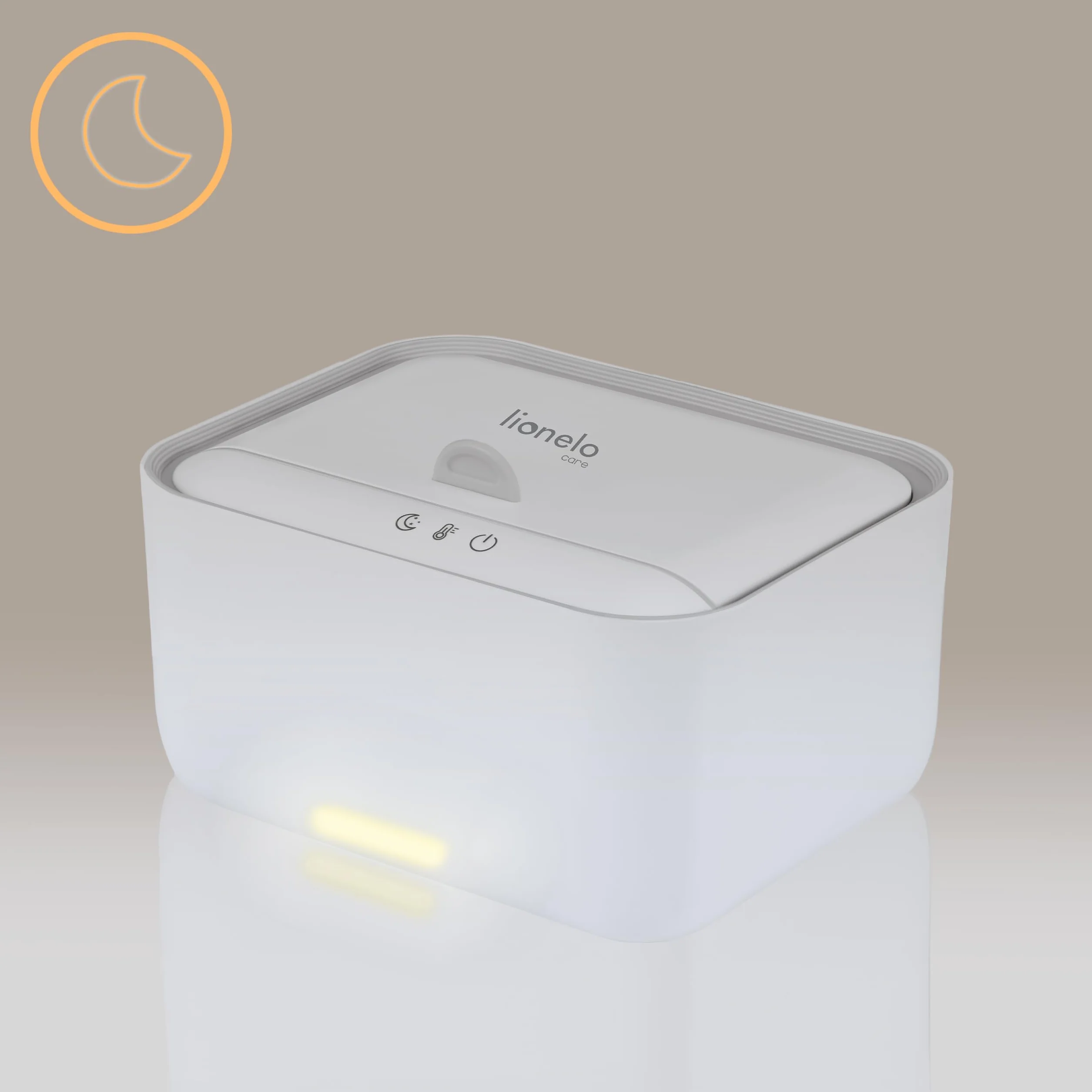 Lionelo BABYBLISS Podgrzewacz do Chusteczek i Małych Ręczników 20W dla Niemowląt, Wbudowana Lampka Nocna, 3 Poziomy Podgrzewania, Dotykowy Panel, Utrzymuje Wilgotność Chusteczek