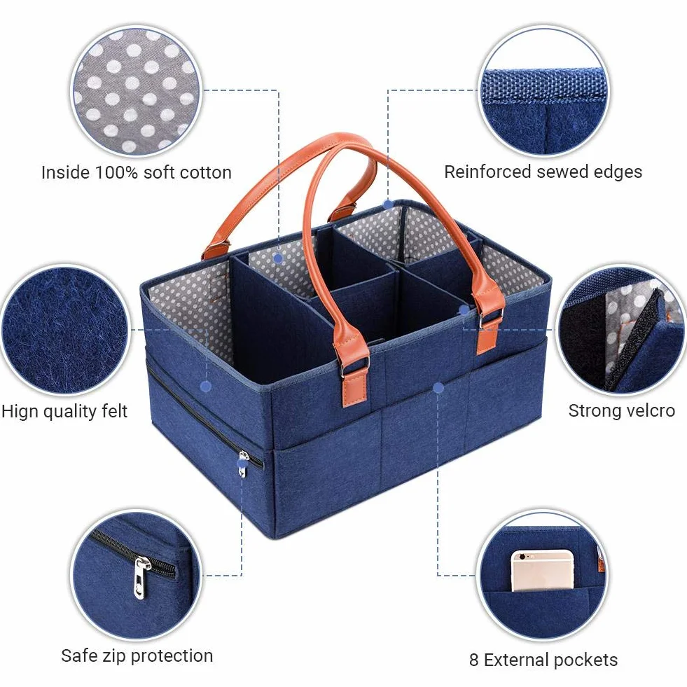 Baby Windel Caddy Organizer, Tragbare Wickeltisch Organizer Windel Ablagekorb Auto Reise Ablagekorb Windeln Aufbewahrungsbox Mit Austauschbaren Fächern