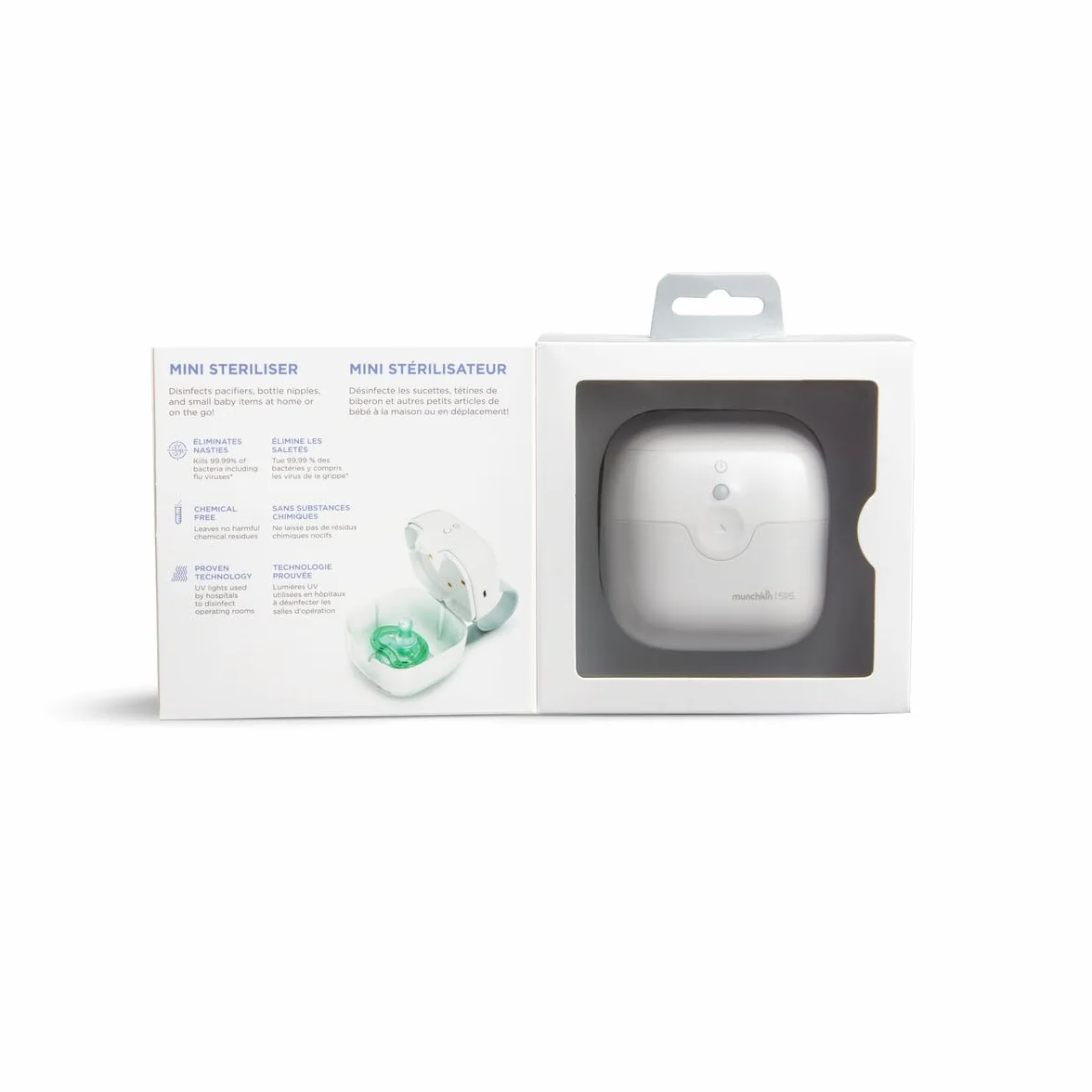 Munchkin Portable Soother & Dummy UV Steriliser, Kills 99% of Germs in 59 Seconds